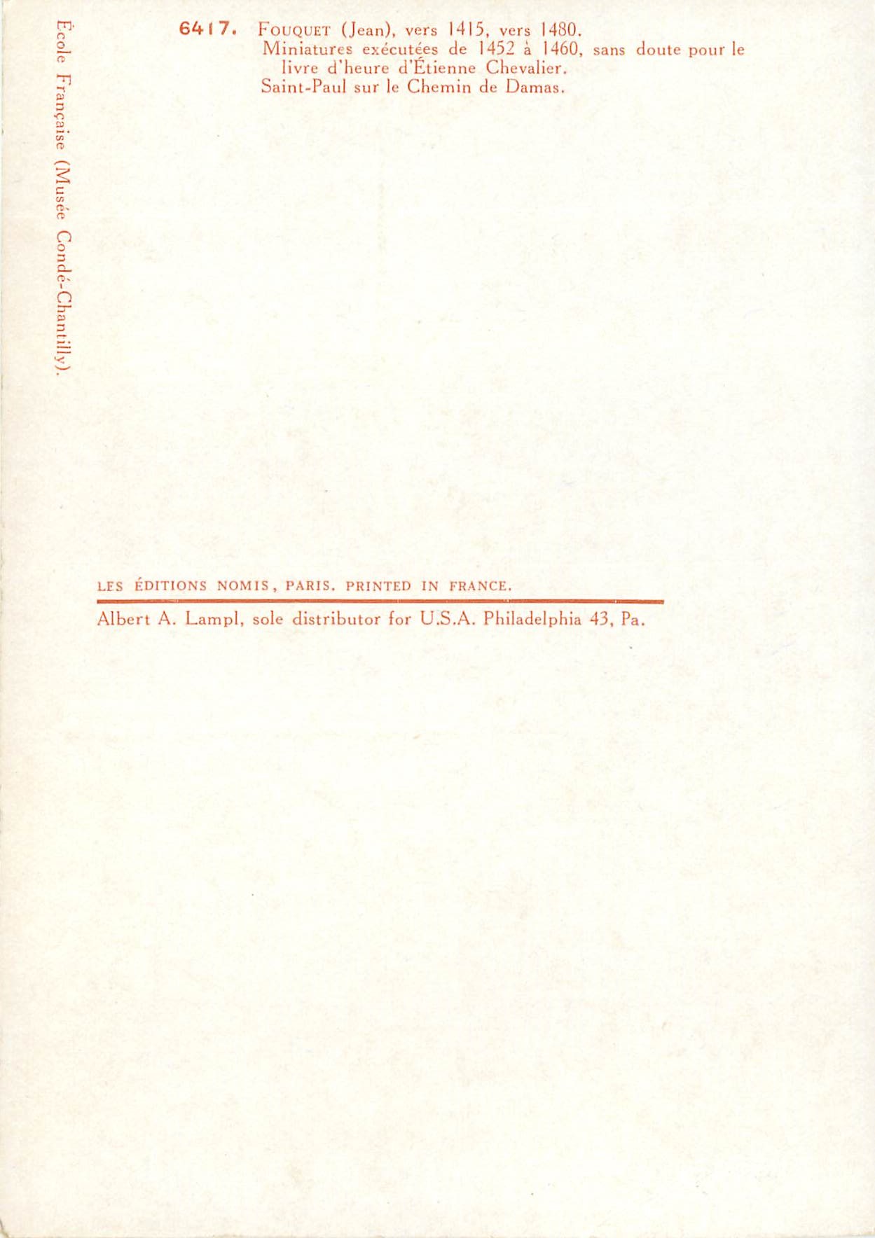 Saint-Paul sur le Chemin de Damas — miniature de Jean Fouquet — Éditions Nomis — Verso