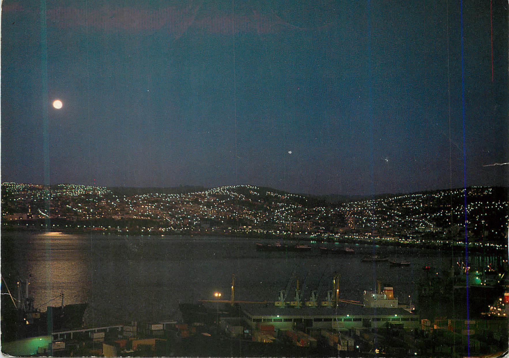 CPM valparaiso Chile Vista Nocturna del Puerto