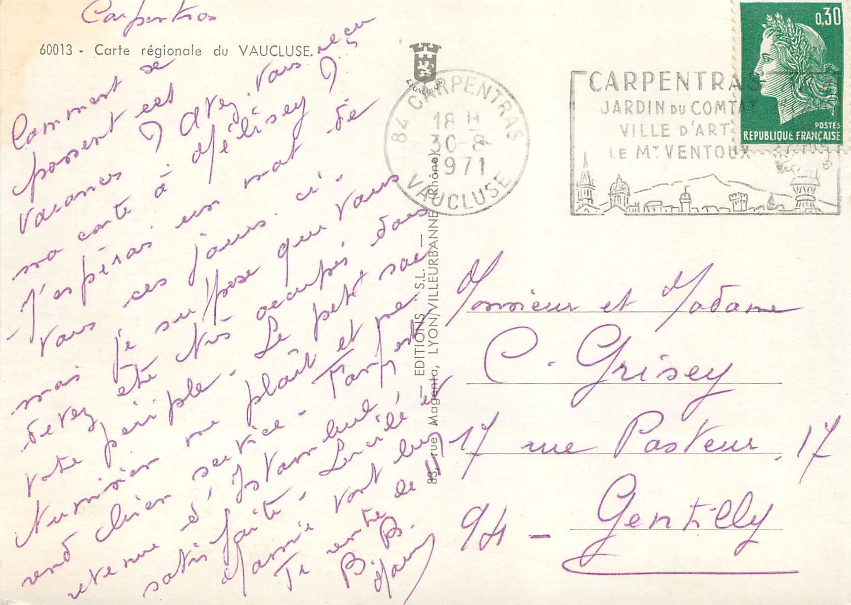 Carte régionale du Vaucluse — Éditions Magna, Lyon — Rückseite