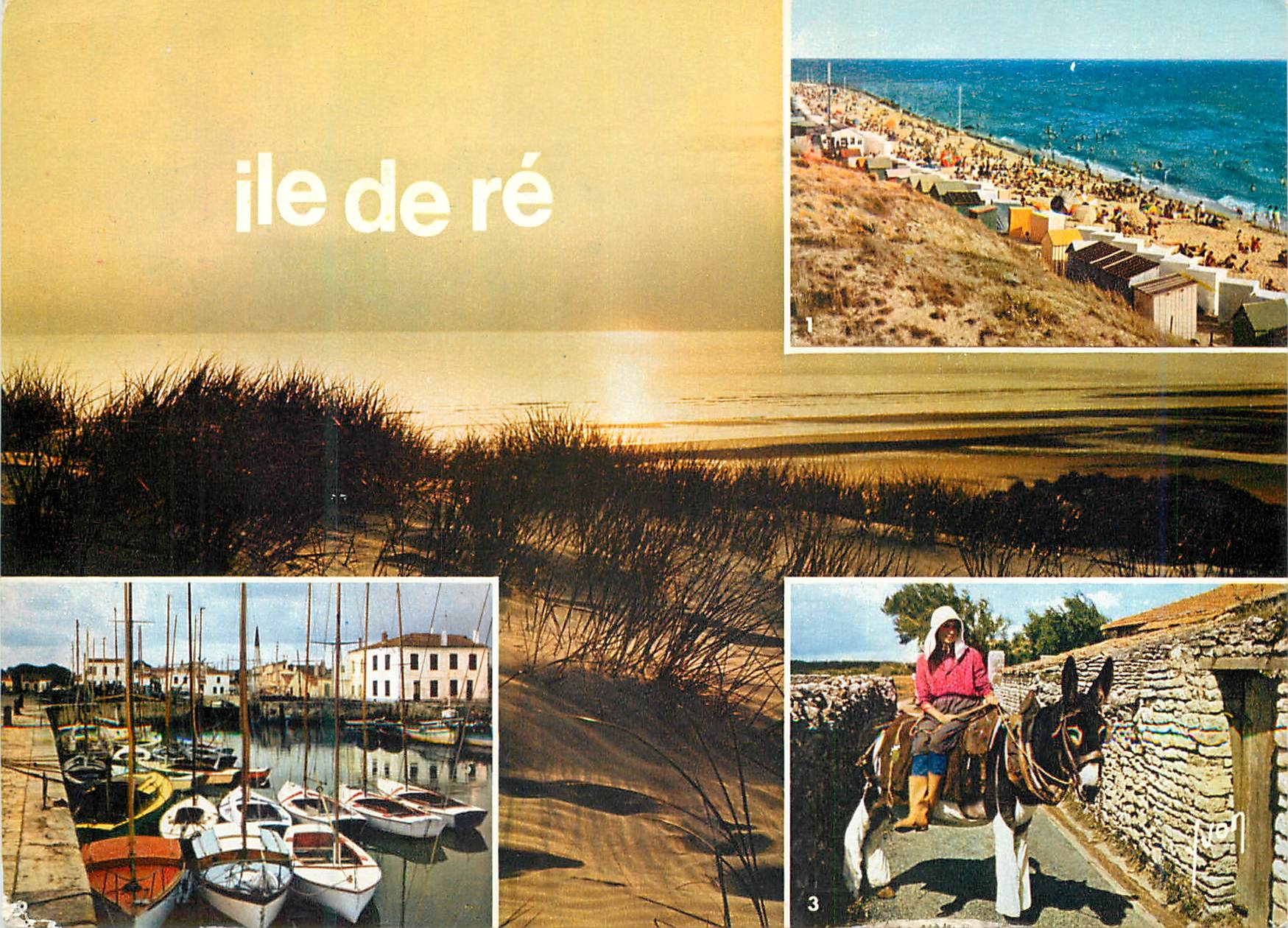 Ile de Ré — Plage de la Couarde, Le Port, Rétiaise sur âne en culotte — Éditions d'art Yvon