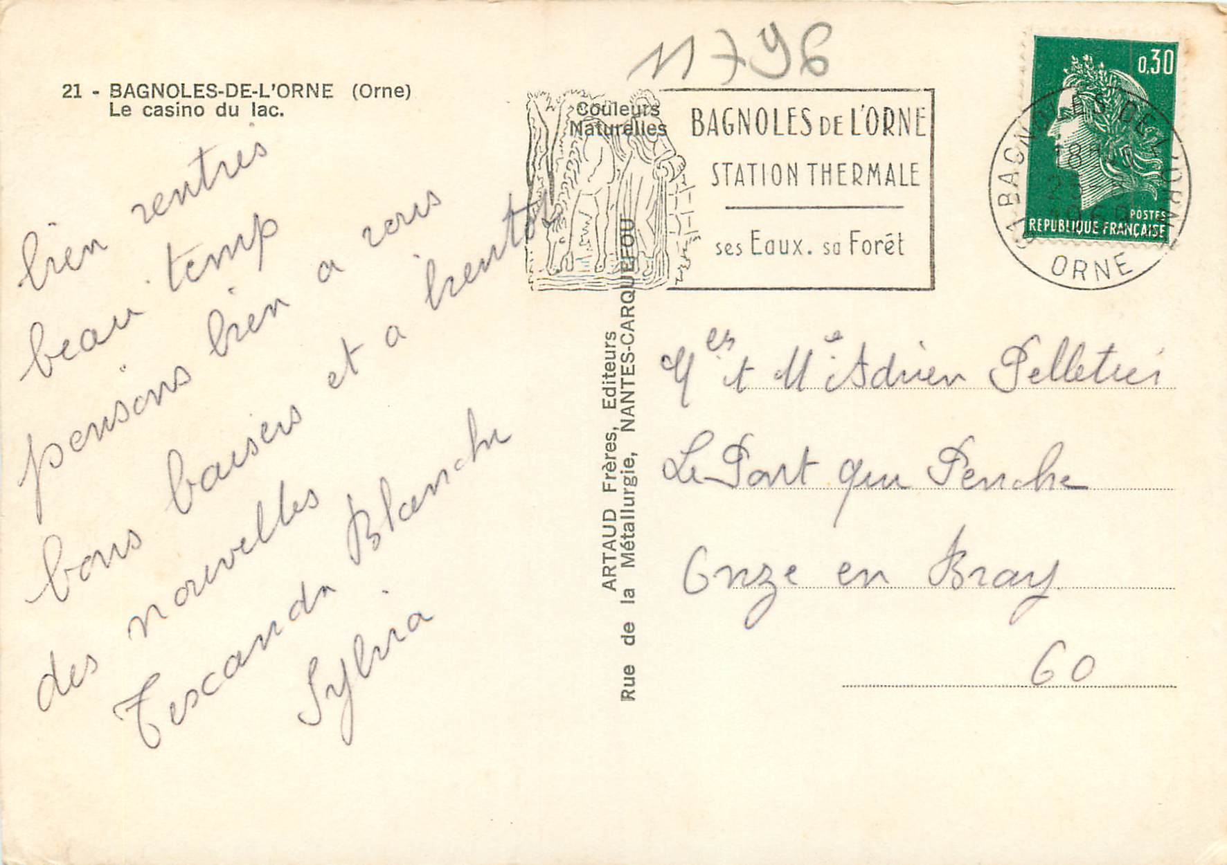 CPM Bagnoles de l'Orne (Orne) Le Casino du Lac — Rückseite