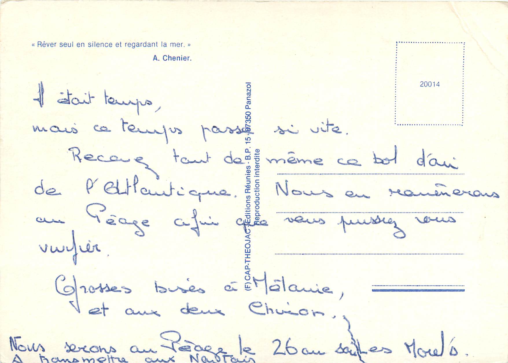 CPM Rever Seul en Silence et Regardant La Mer — Rückseite