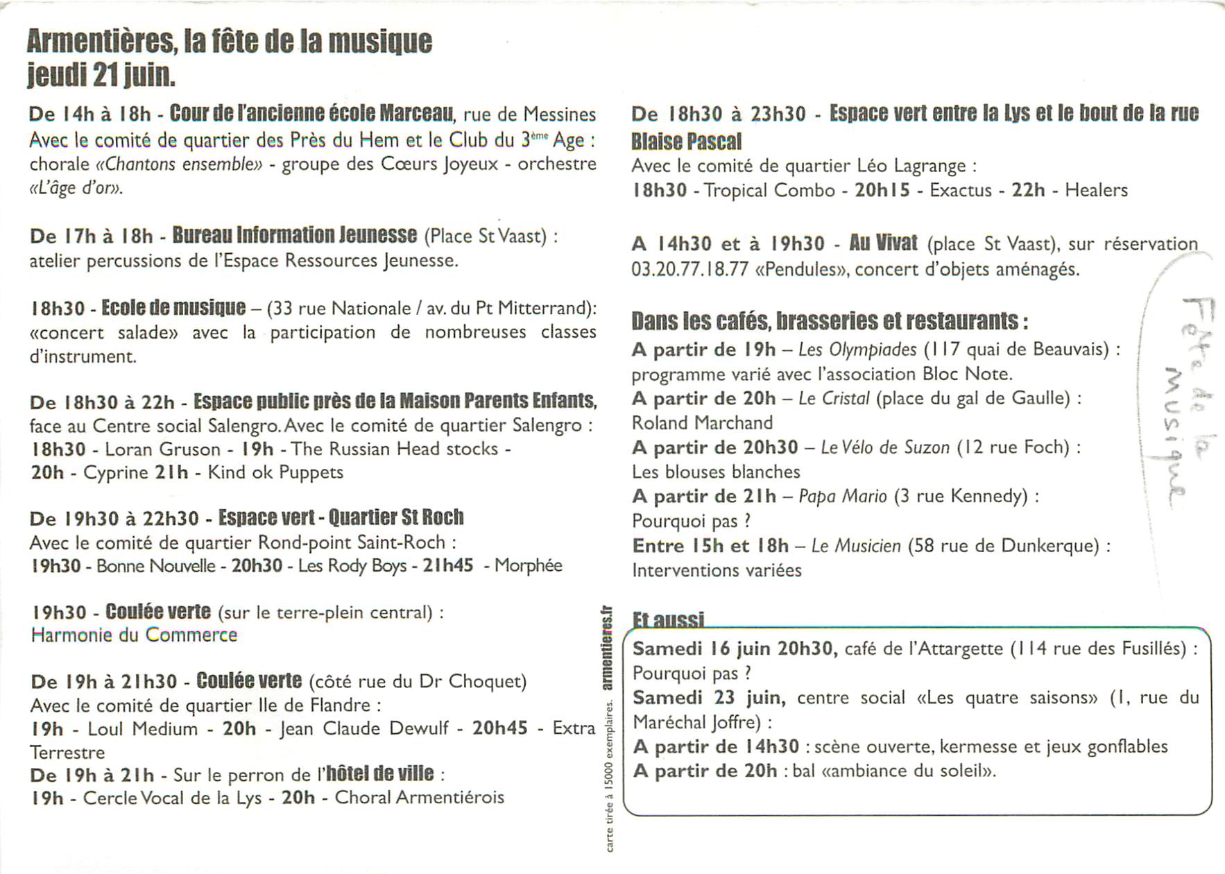 CPM Armentieres La Fete de la Musique Jeudi 21 Juin — Back