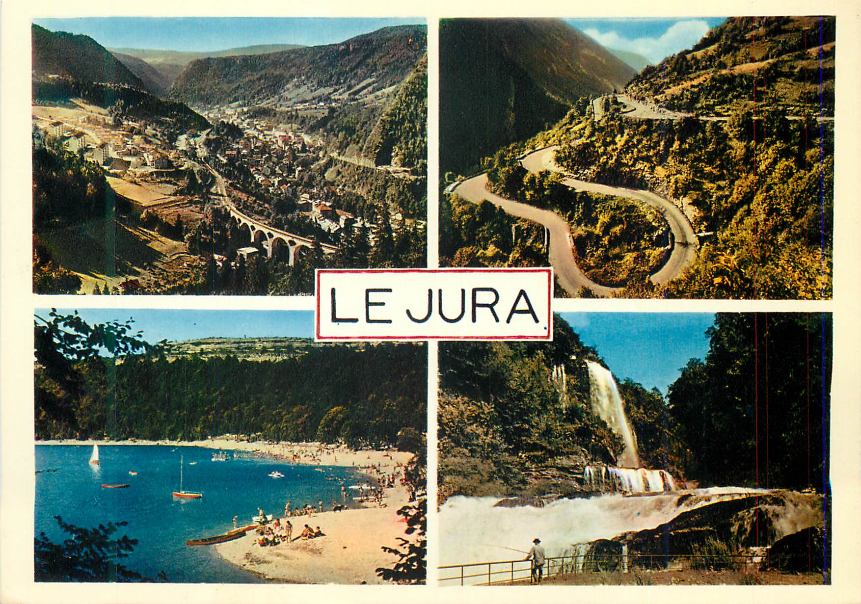 CPM Le Jura Vue Generale de Morez Les Lacets de Septmoncel Le Lac de Chalain Cascade de l'Ain a Bourg de Sirod