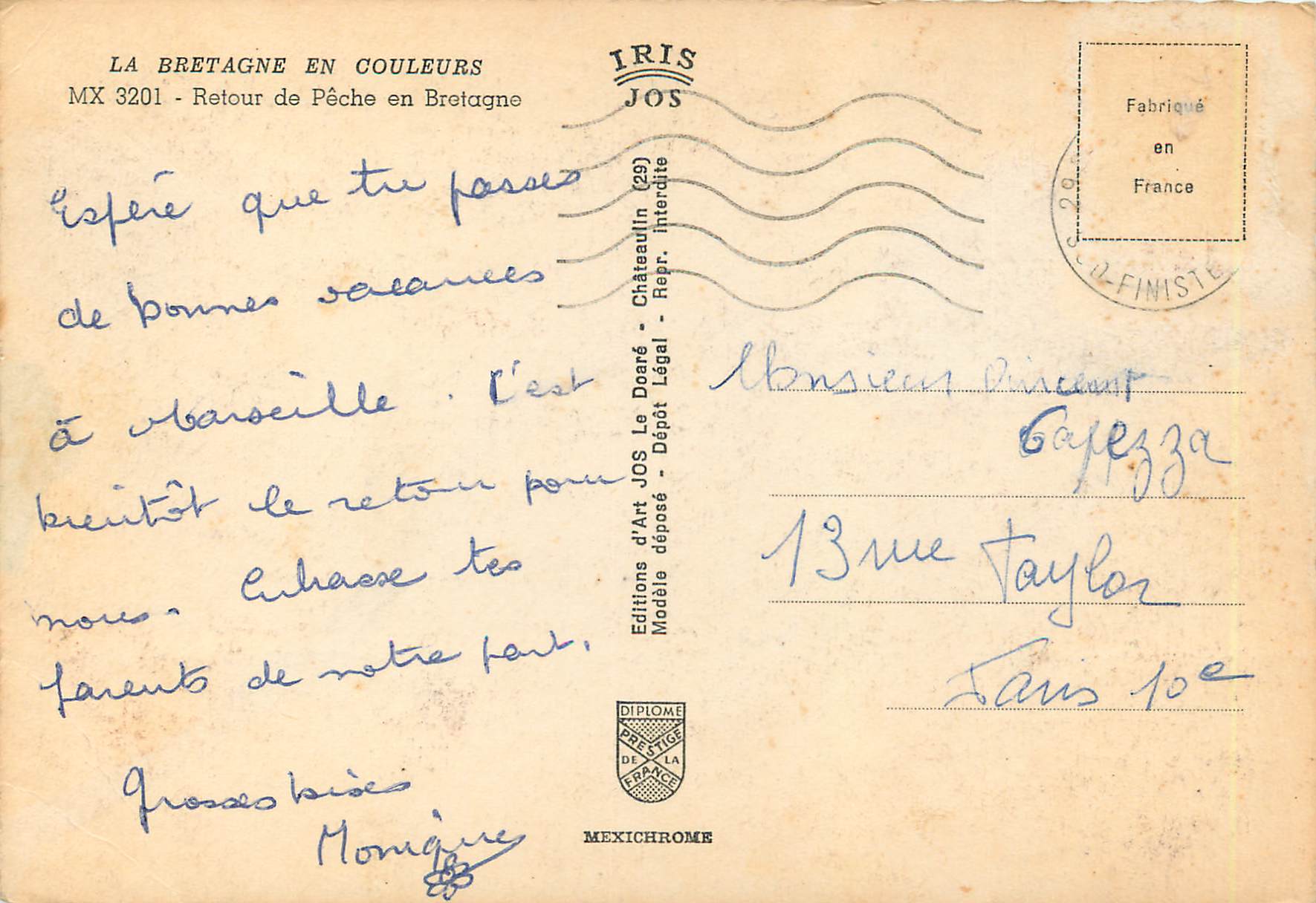 Pêche en Bretagne — La Bretagne en Couleurs, MX 3201 — Éditions d'Art JOS — Reverso