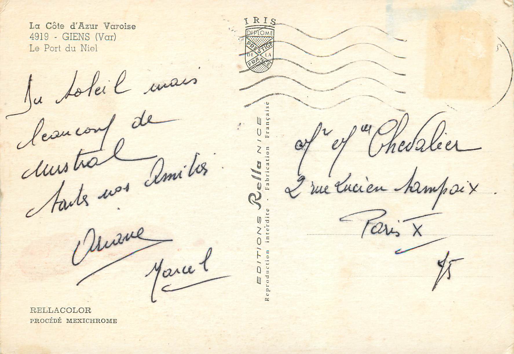 Port du Niel — La Côte d'Azur Varoise — Éditions Rella — Rückseite