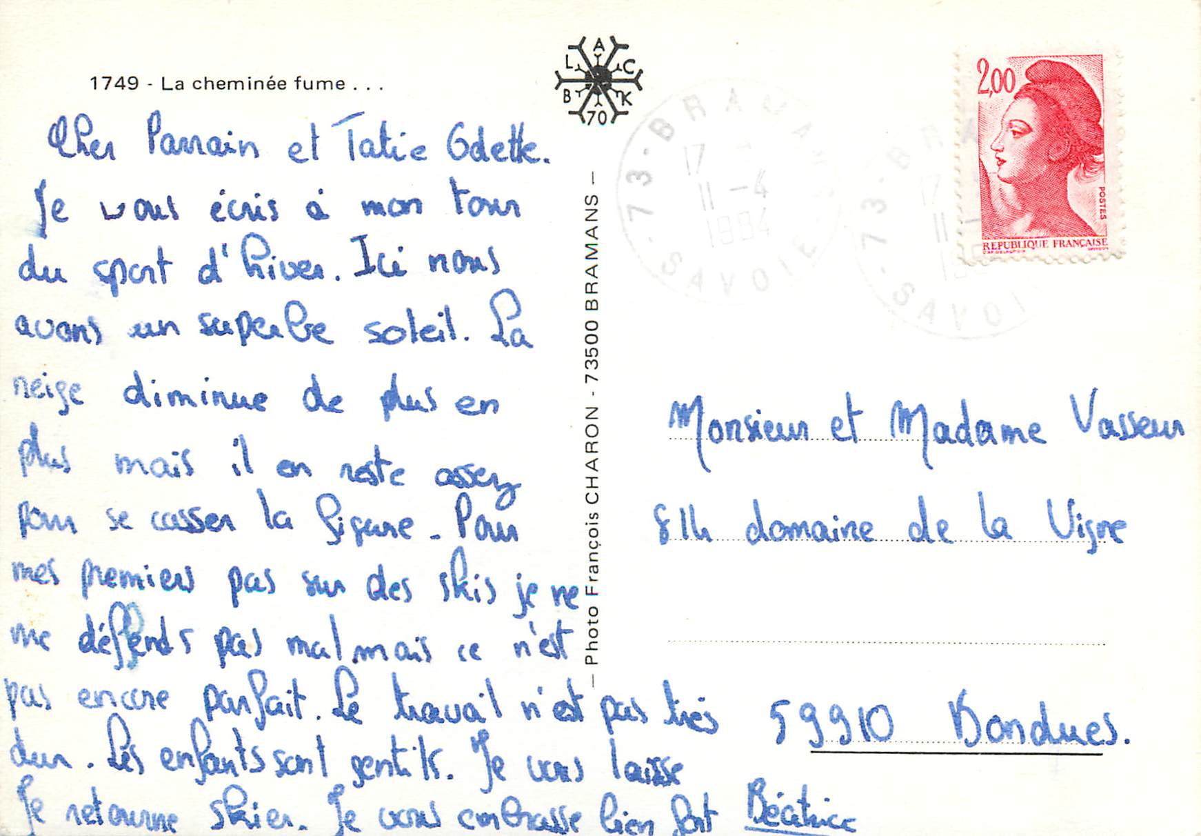 CPM La Cheminee Fume — Verso