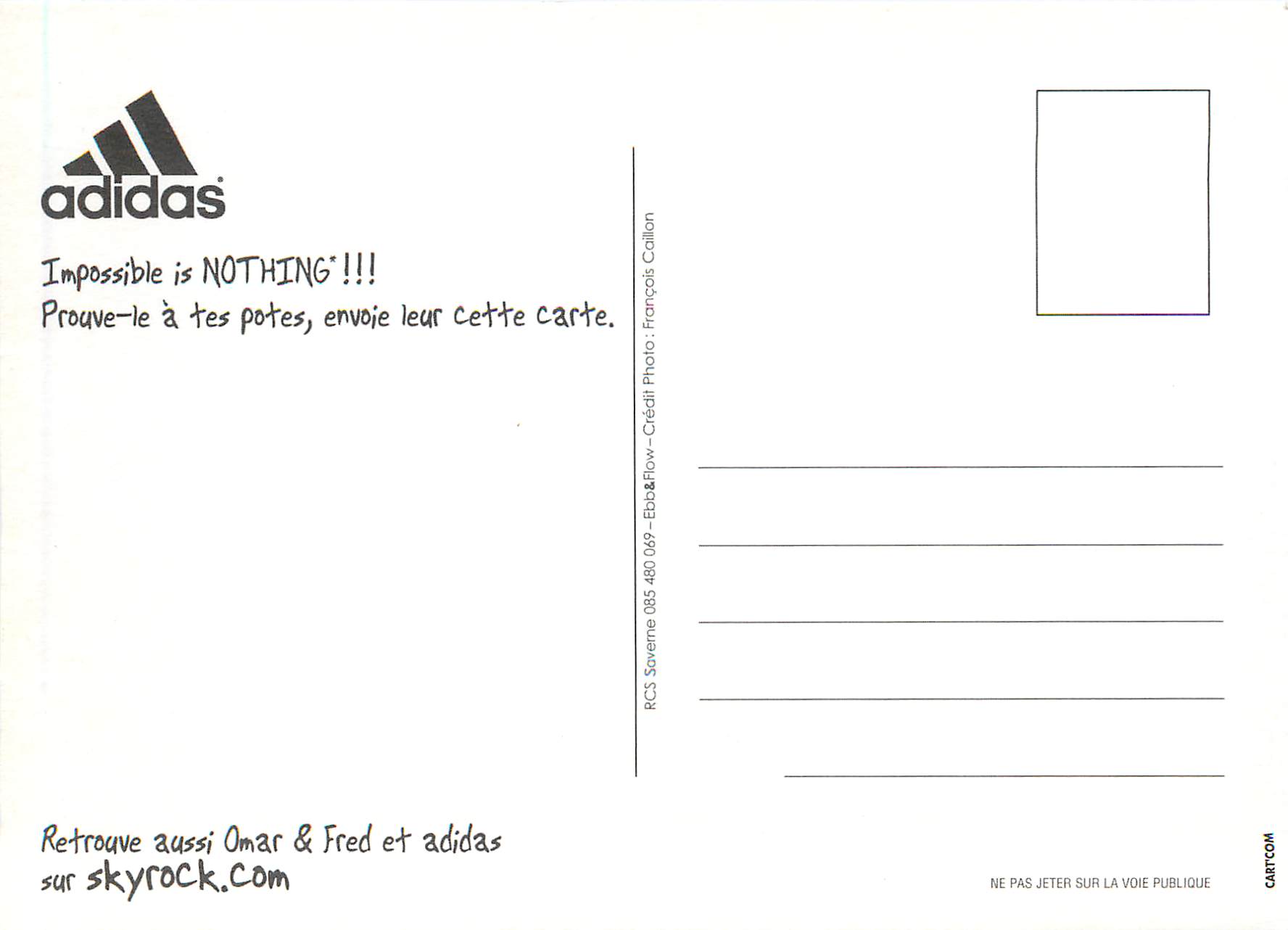 CPM Adidas Impossible is Nothing Prouve le a tes Potes Envoie Leur Cette Carte — Verso