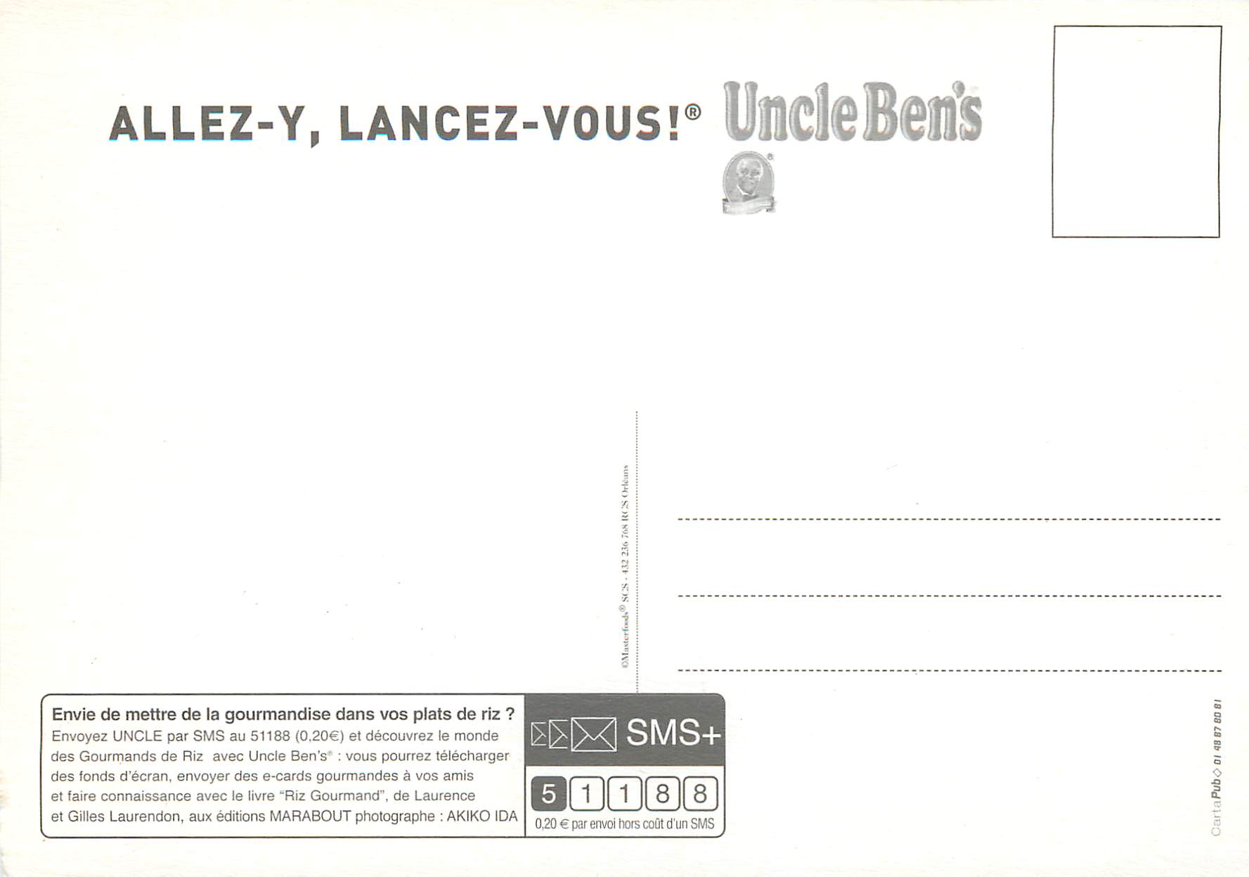 CPM Riz Long Grain Uncle Ben's Cuisinez le Avec Entrain — Rückseite