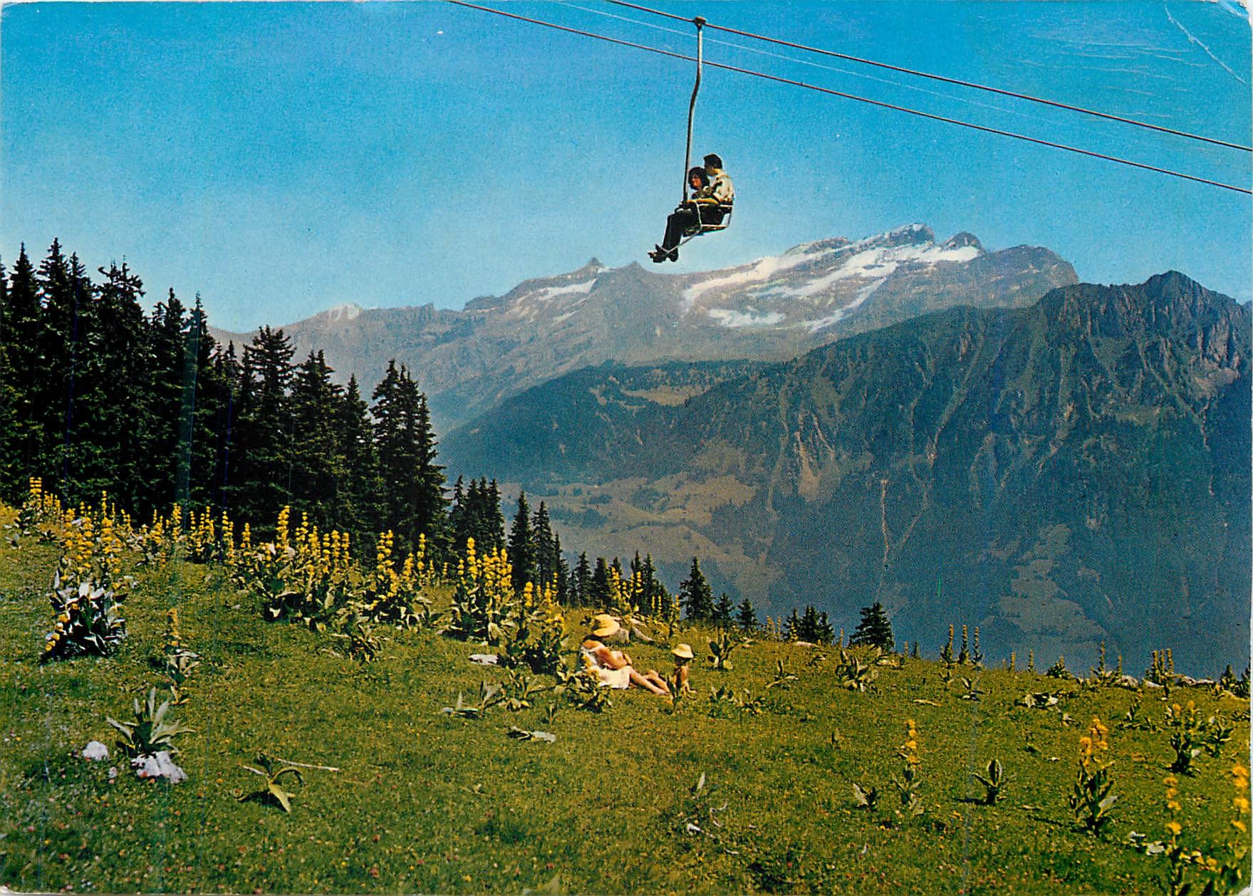CPM Leysin (Alpes Vaudoises) Telesiege de Solacyre et la Chaines des Diablerets