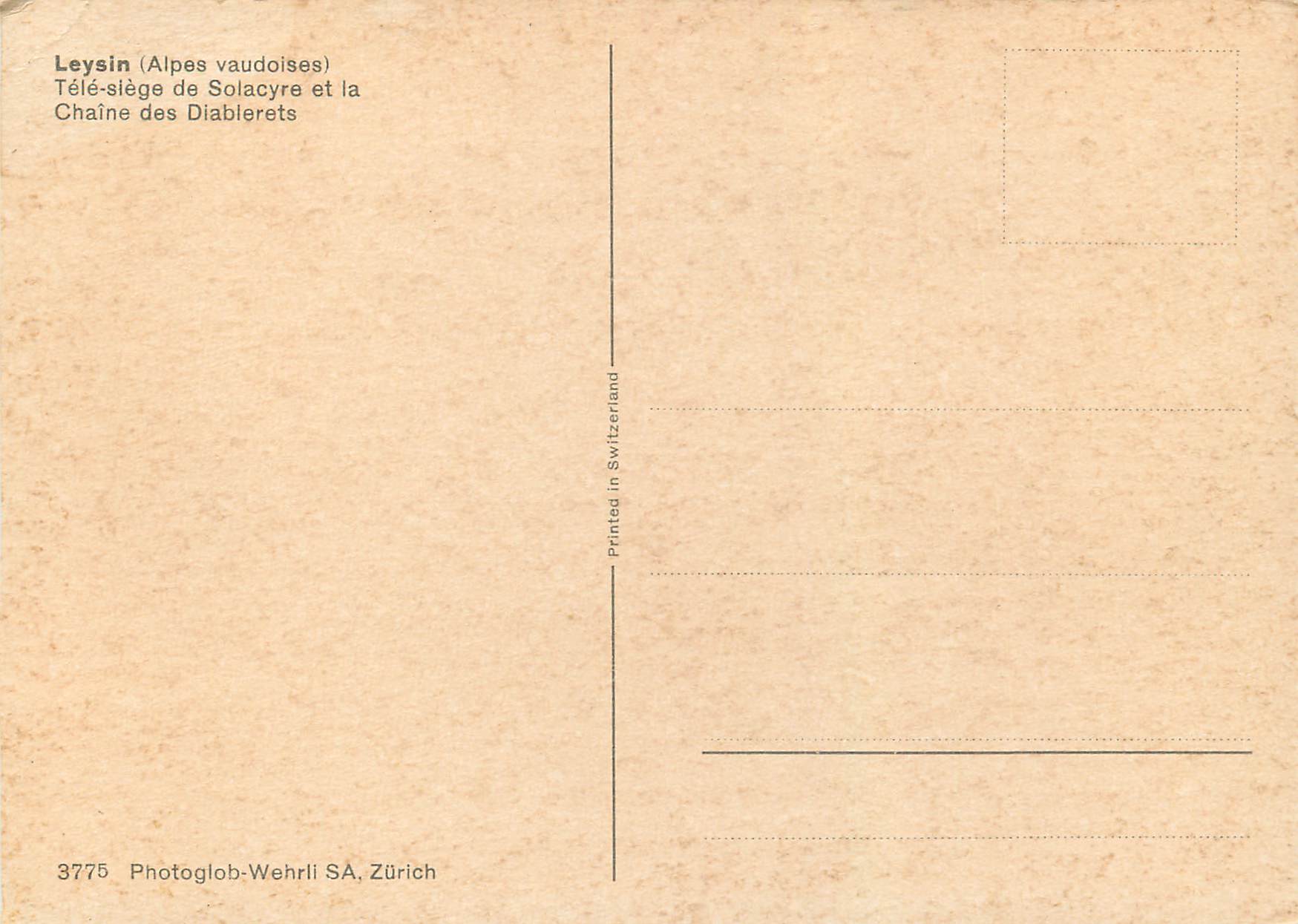 CPM Leysin (Alpes Vaudoises) Telesiege de Solacyre et la Chaines des Diablerets — Rückseite