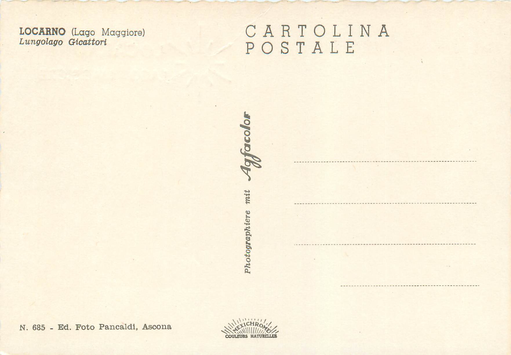 CPM Locarno (Lago Maggiore) Luggolago Gicattori — Rückseite