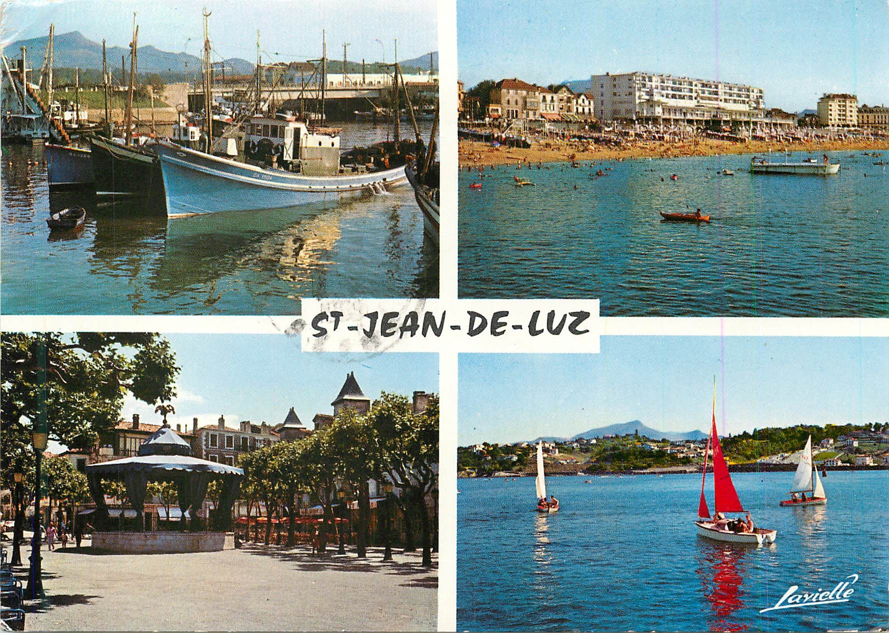 St-Jean-de-Luz — vue du port, plage et place — Lavielle