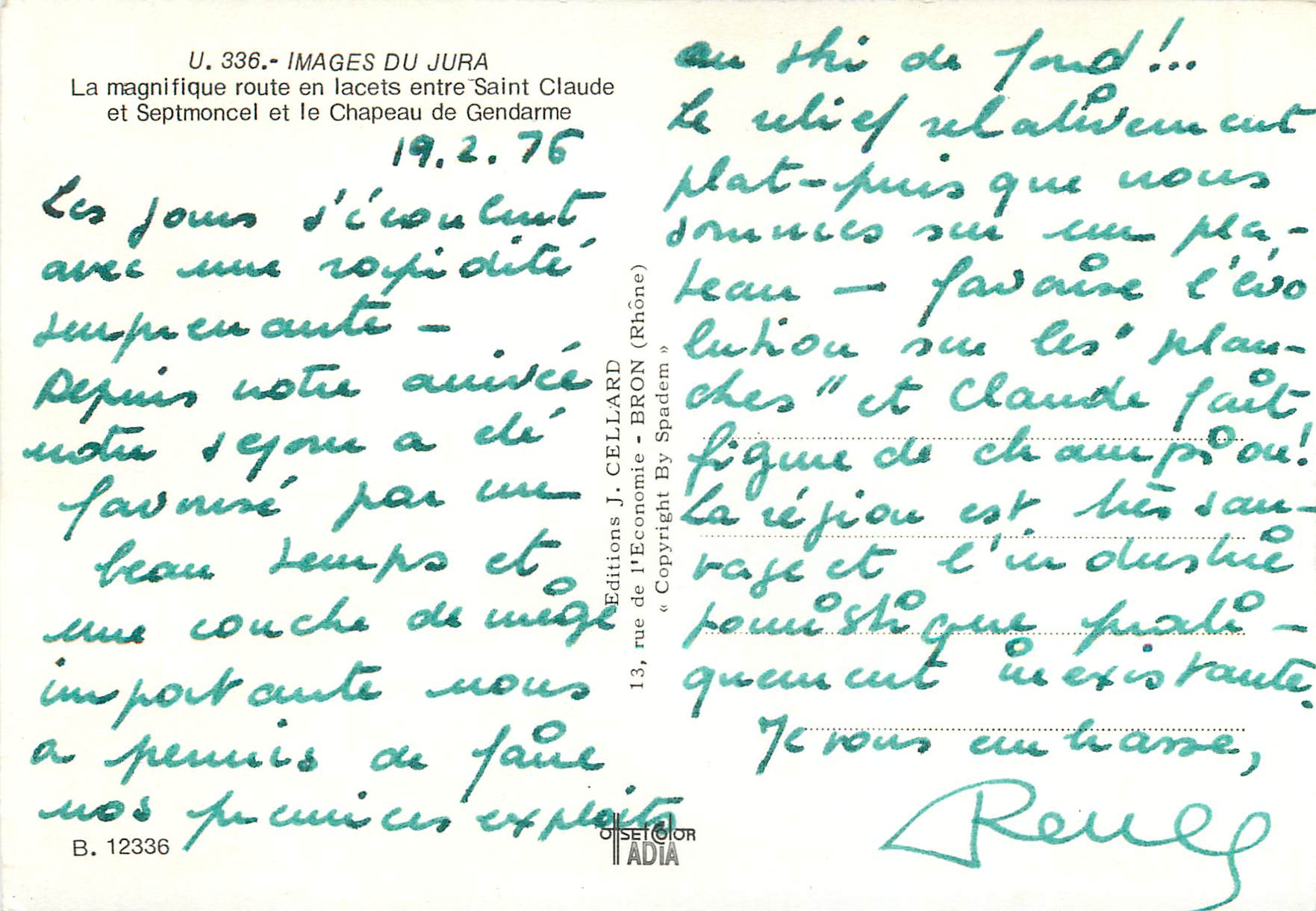 CPM Images du Jura Environs de Saint Claude Lacets de Septmoncel Chapeau de Gendarme — Rückseite