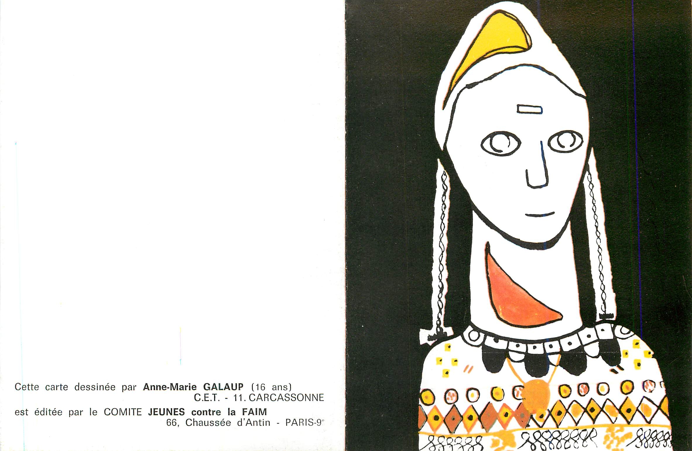 CPM Carte Dessinee par Anne Marie Galaup (16 ans) Carcassonne est Editee par la Comite jeunes Contre la Faim Chaussee d'