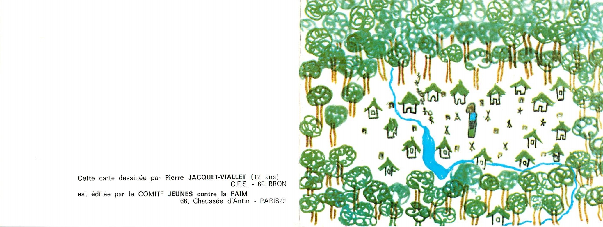 CPM Carte Dessinee par Pierre Jacquet Viallet (12 ans) Bron est Editee par la Comite jeunes Contre la Faim Chaussee d'An
