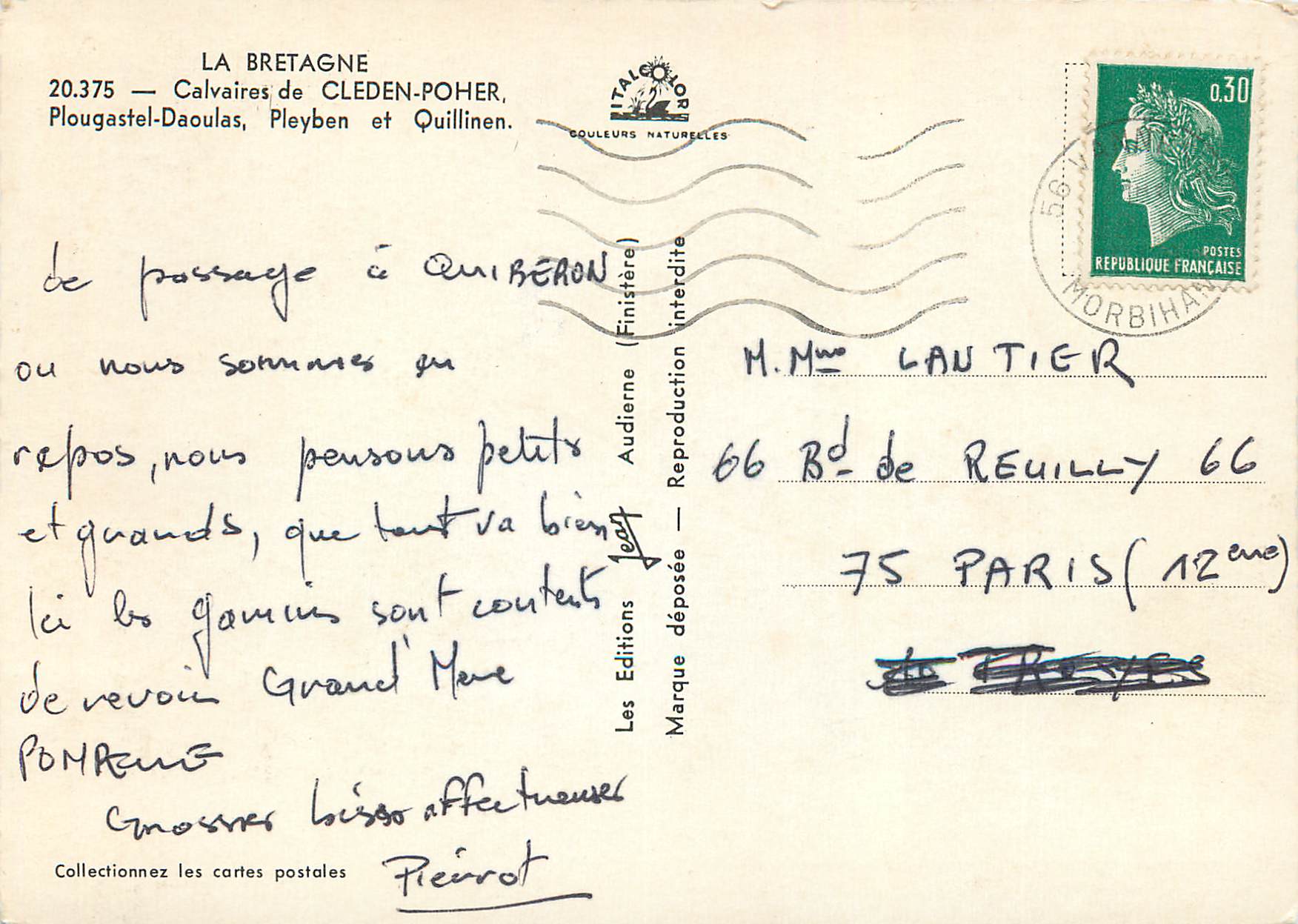 CPM La Bretagne Calvaires de Cleden Poher Plougastel Daoulas Pleyben et Quillinen — Rückseite
