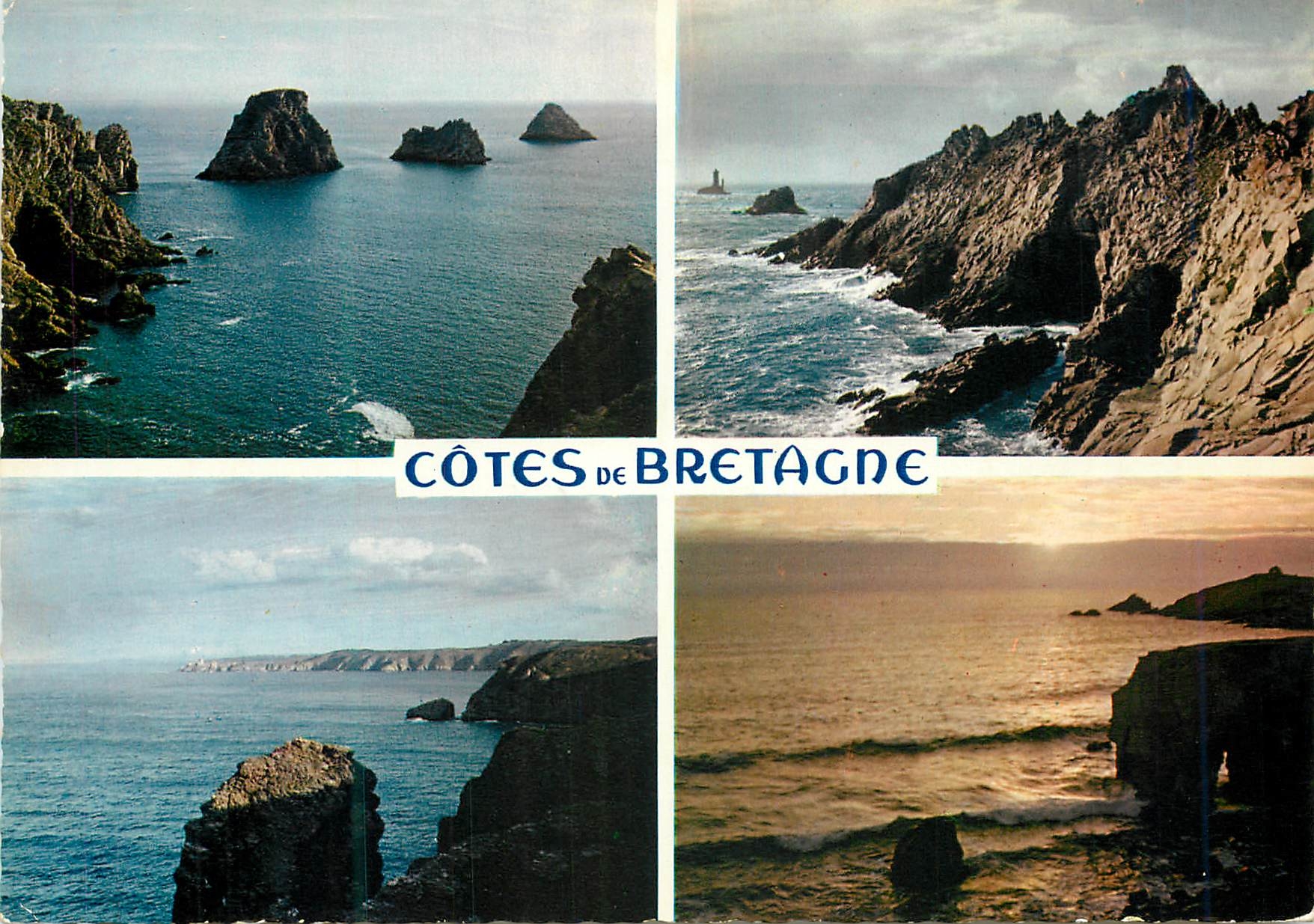 CPM Cotes de Bretagne La Pointe du Raz Les Tas de Pois Le Cap Frehel et La Cote Sauvage de Quiberon