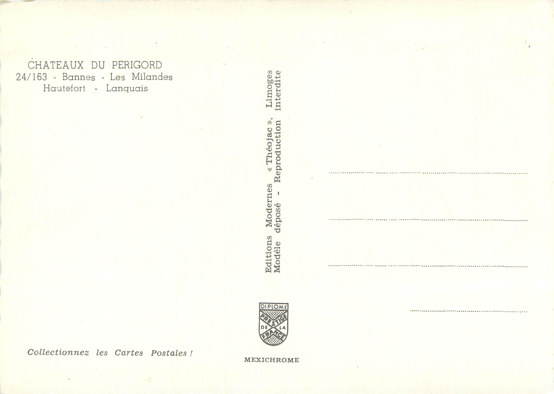 Châteaux du Périgord — Publisher IRIS, no. 24/163 — Back
