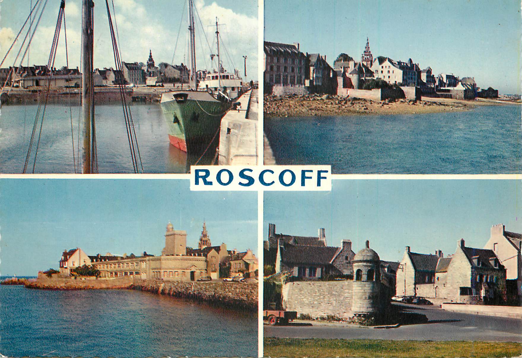 CPM Roscoff (Finistere) Le Port L'Institut de Rockroum et le Labortoire de Recherches Biologiques Bateau
