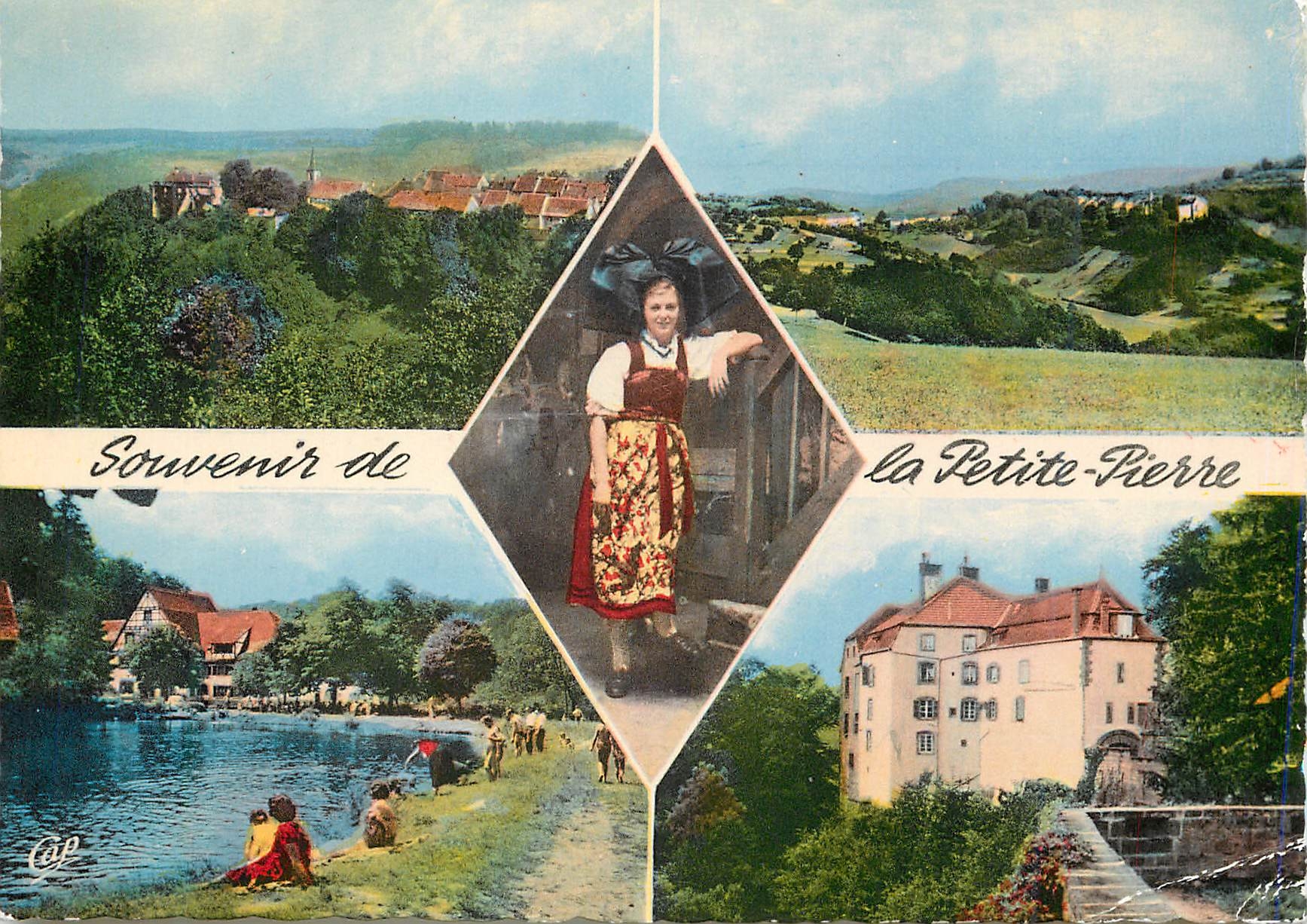 La Petite-Pierre — vue générale, ferme d'Imsthal et château — éditeur Cie des Arts Photomécaniques