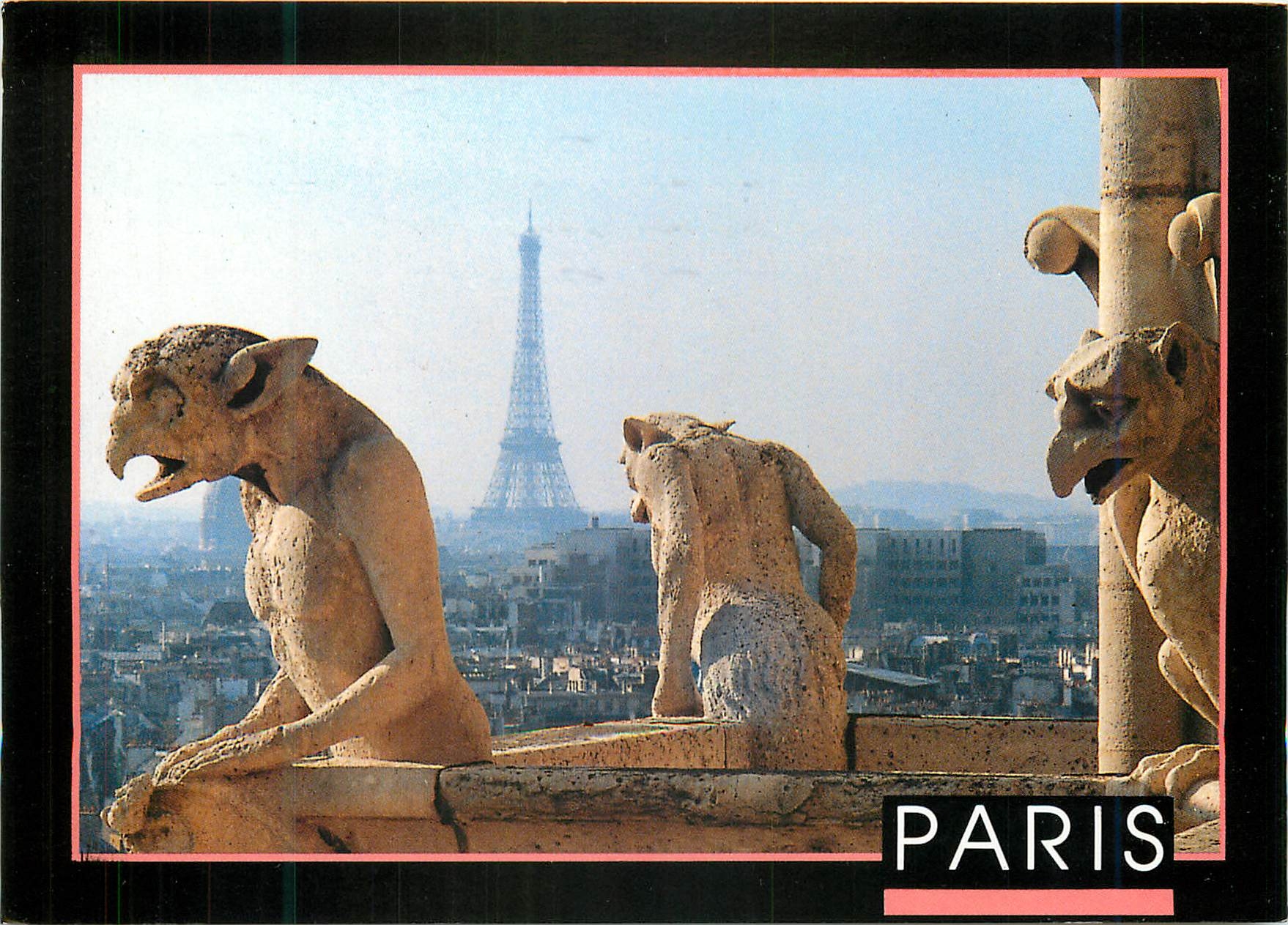 CPM Paris Vue depuis Notre Dame Tour Eiffel Gargouilles