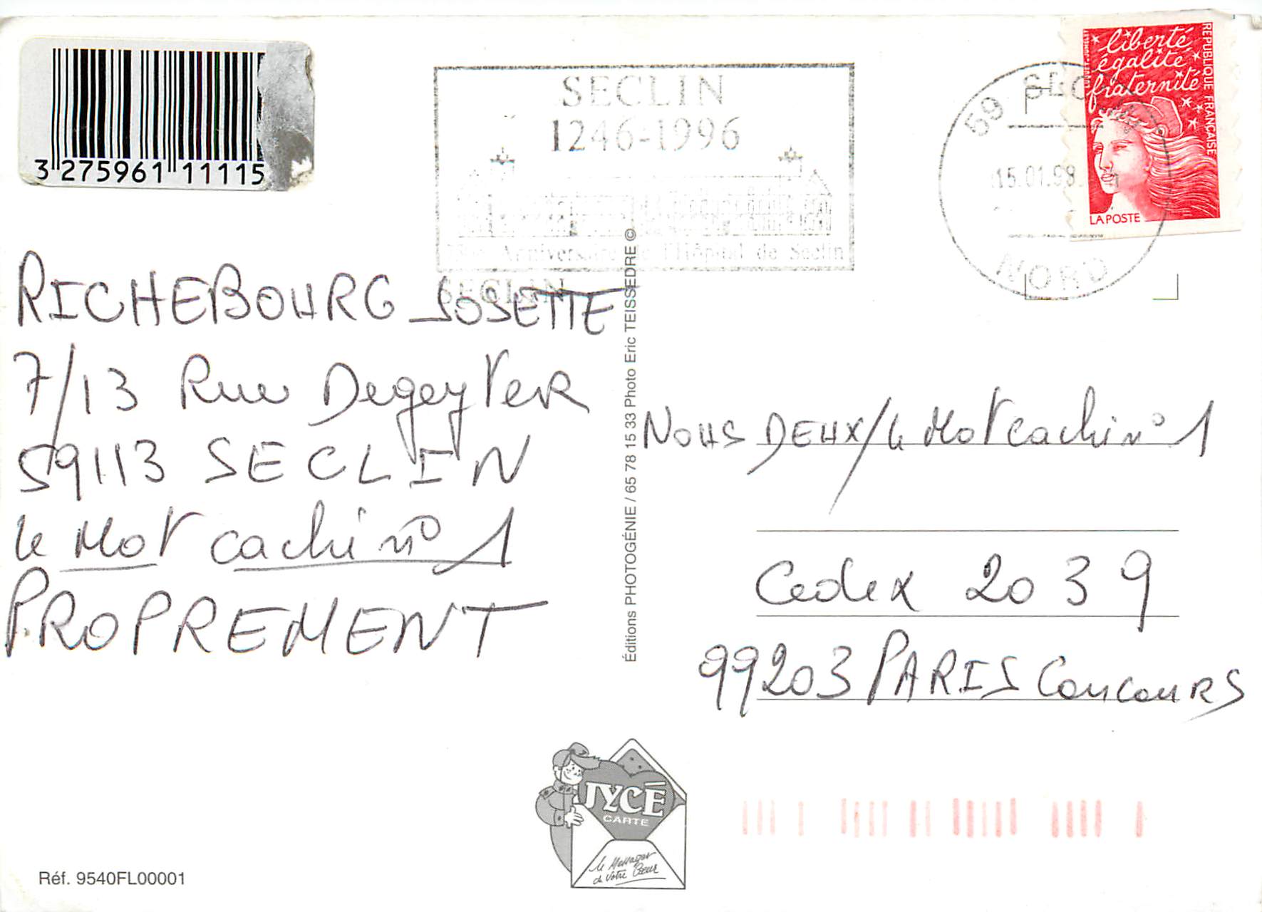 CPM Fleurs — Rückseite