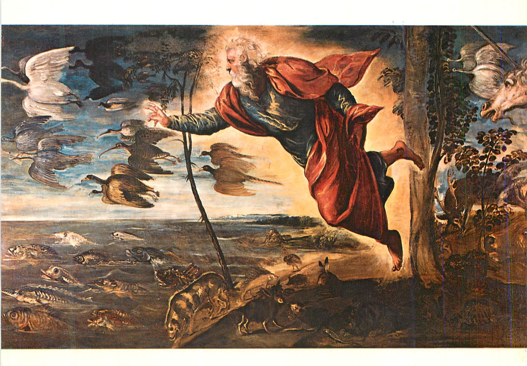 CPM Jacopo Tintoretto La Creation des Animaux Venise Galerie de L'Academie (Italie)