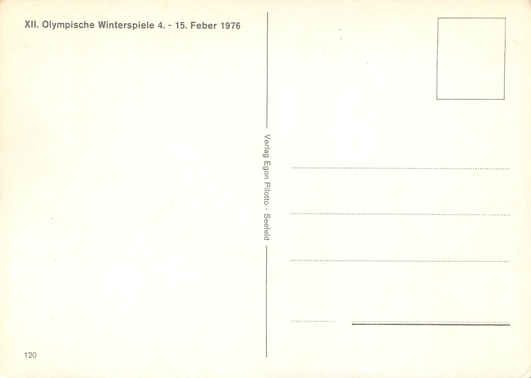 CPM Tirol Austria Original Seefelder Bauer Olympische Winterspiele 4 15 Feber 1976 Jeux Olympiques — Rückseite