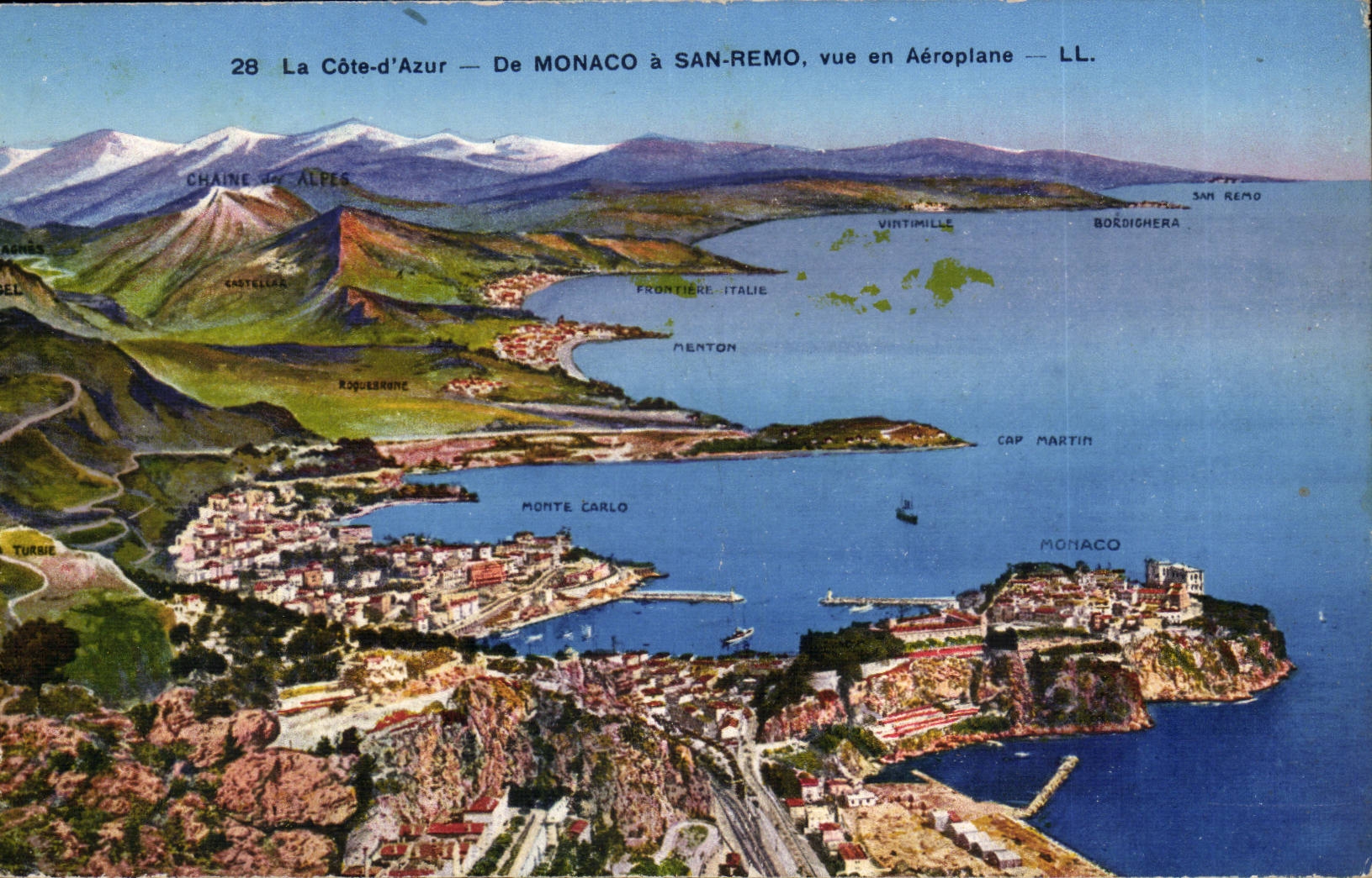 Monaco - Monaco a San Remo - vue en Aeroplane - CPA 
