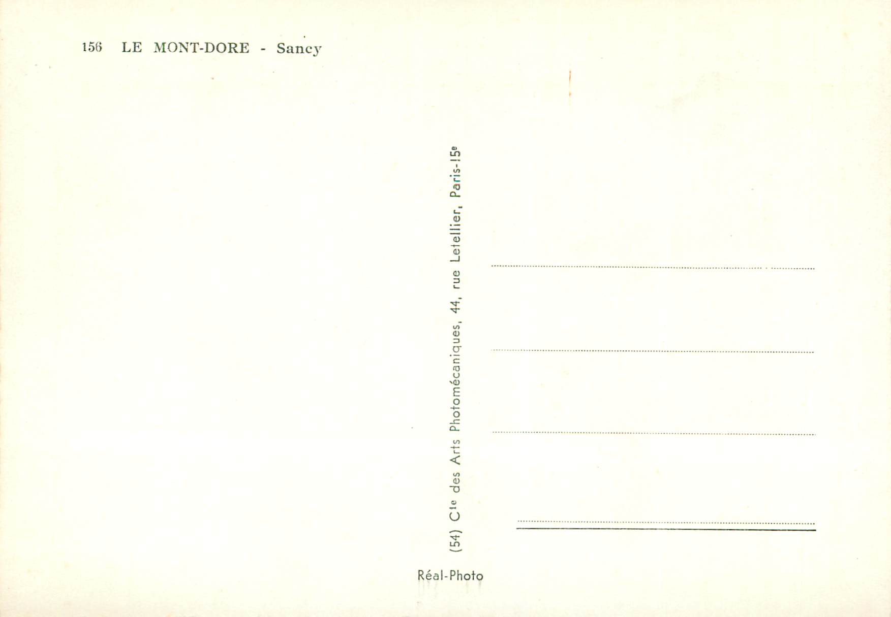 CPA Le mont dore 156 sancy — Verso