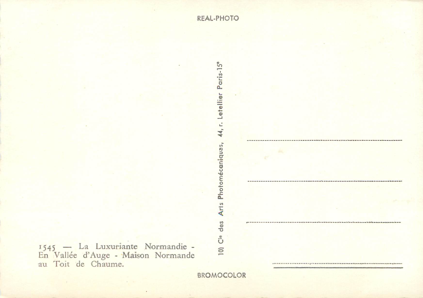Maison Normande au Toit de Chaume — Vallée d'Auge — Letellier Paris-15e — Rückseite