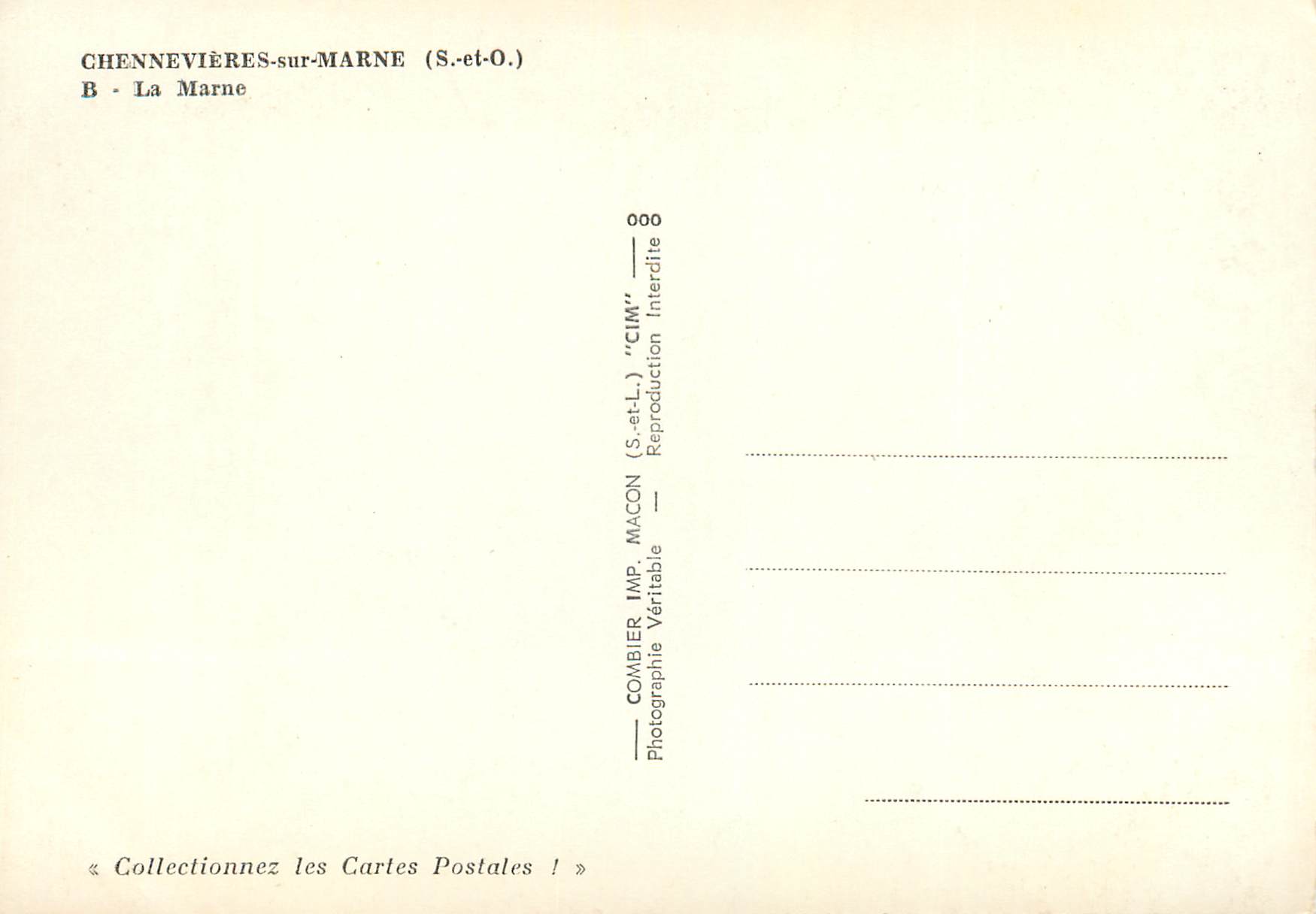 CPM Chennevieres sur marne (s et o) b la marne — Rückseite