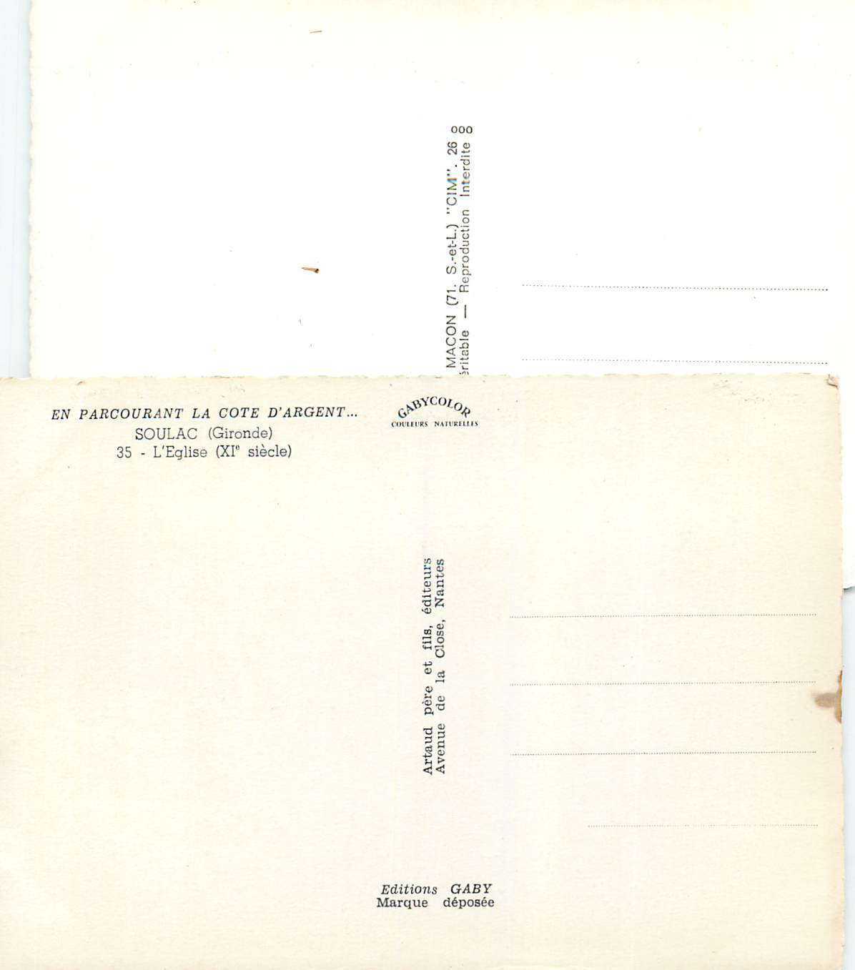 CPM En parcourant la cote d argent soulac (gironde) 35 l eglise (xi siecle) — Rückseite