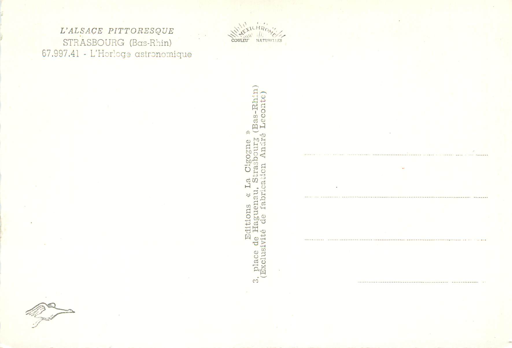 CPM L alsace pittoresque strasbourg(bas rhin) 67 997 41 l horloge astronomique — Verso