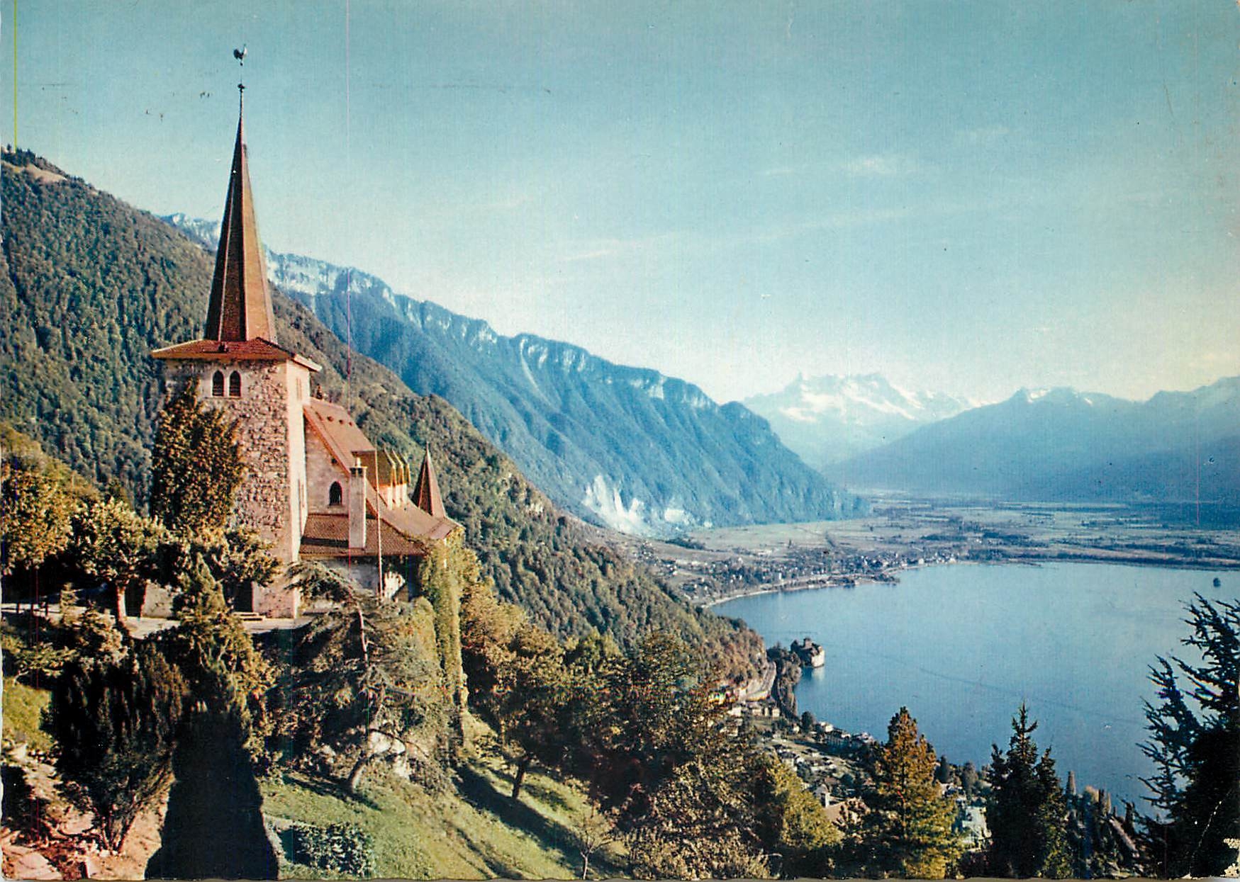 CPM Montreux 812 l eglise de glion et les dents du midi