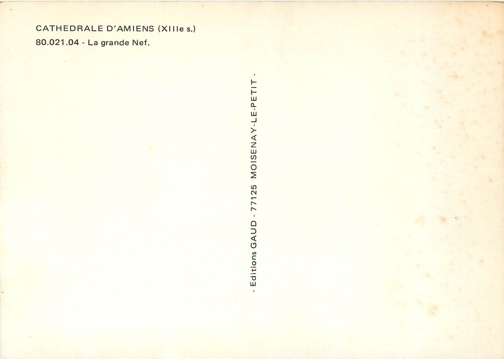 CPM Cathedrale d amiens(xiii s) 80 021 04 la grande nef — Back
