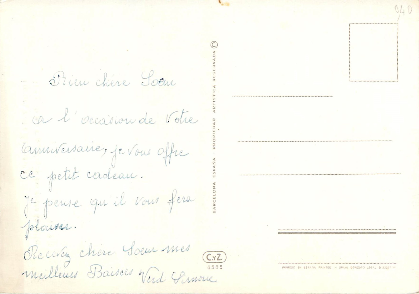 CPM Paysage — Verso