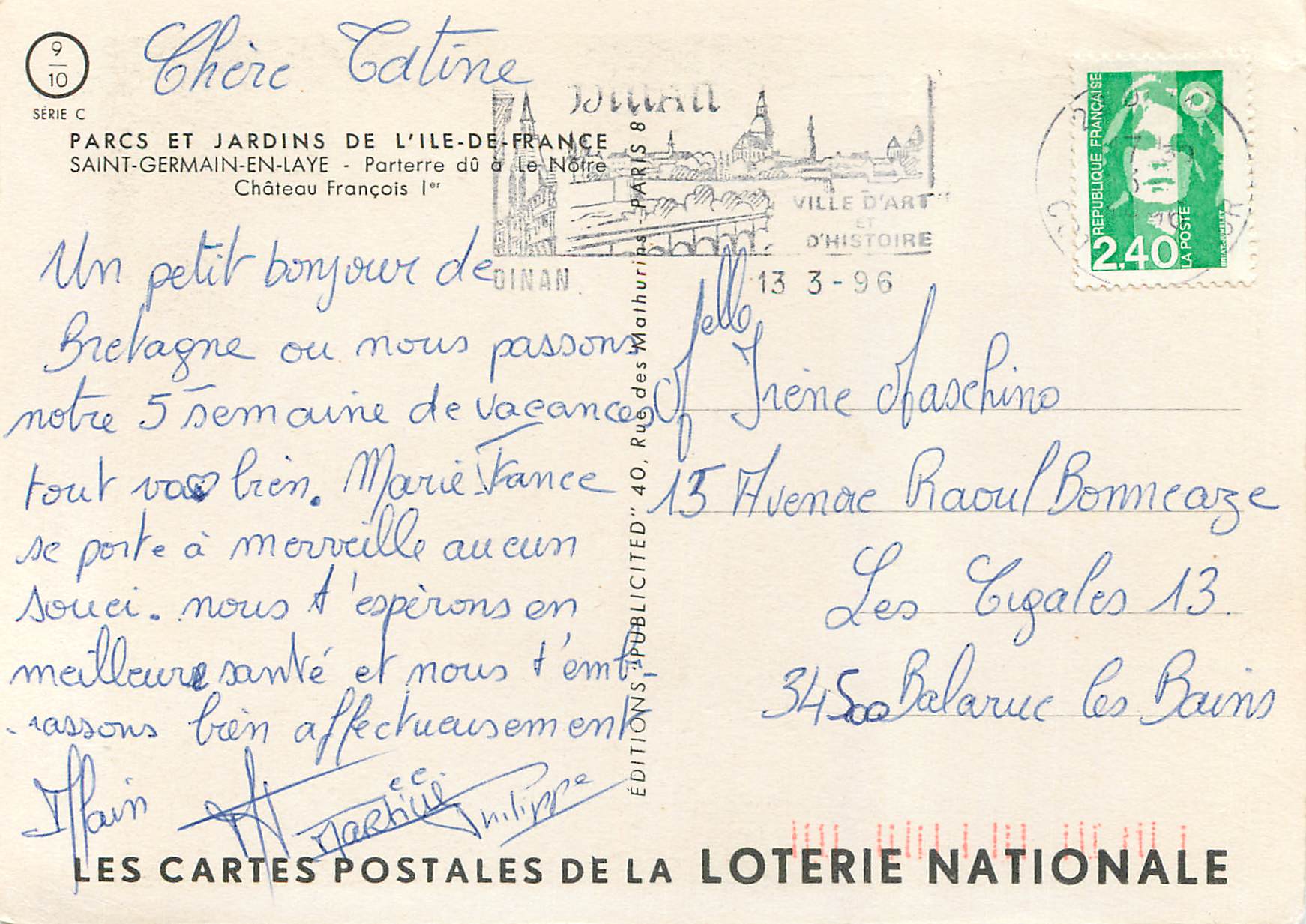 Château de Saint-Germain-en-Laye — Parcs et Jardins de l'Île-de-France — Éditions de la Loterie Nationale, série C n°9 — Reverso