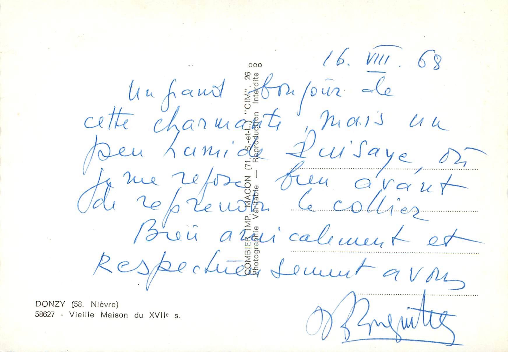 Donzy (58) - Vieille Maison du XVIIe s. — Combier Imp. MACON (71) - S.-et-L. - 'CIM' - 26 — Reverso