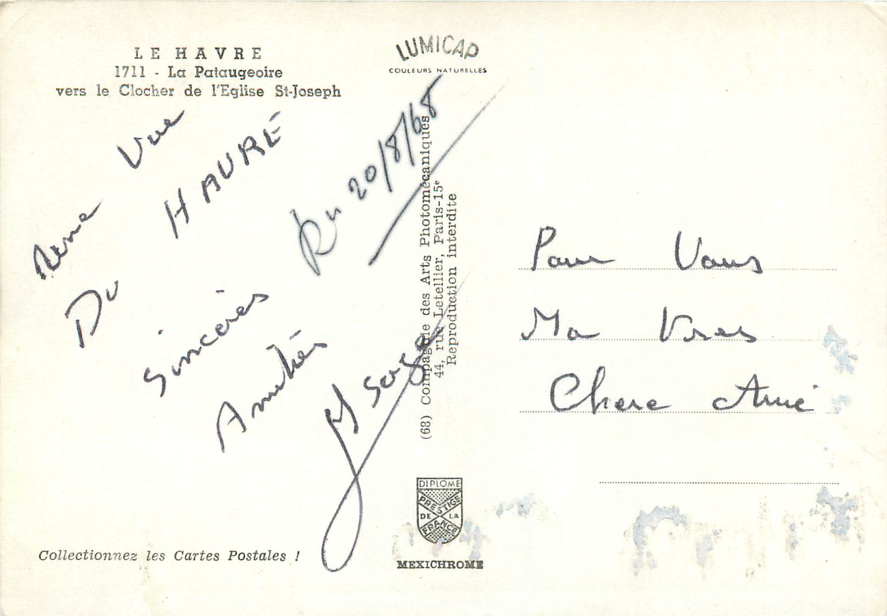 CPM Le havre 1711 la pataugeoire vers le clocher de l eglise st joseph — Rückseite