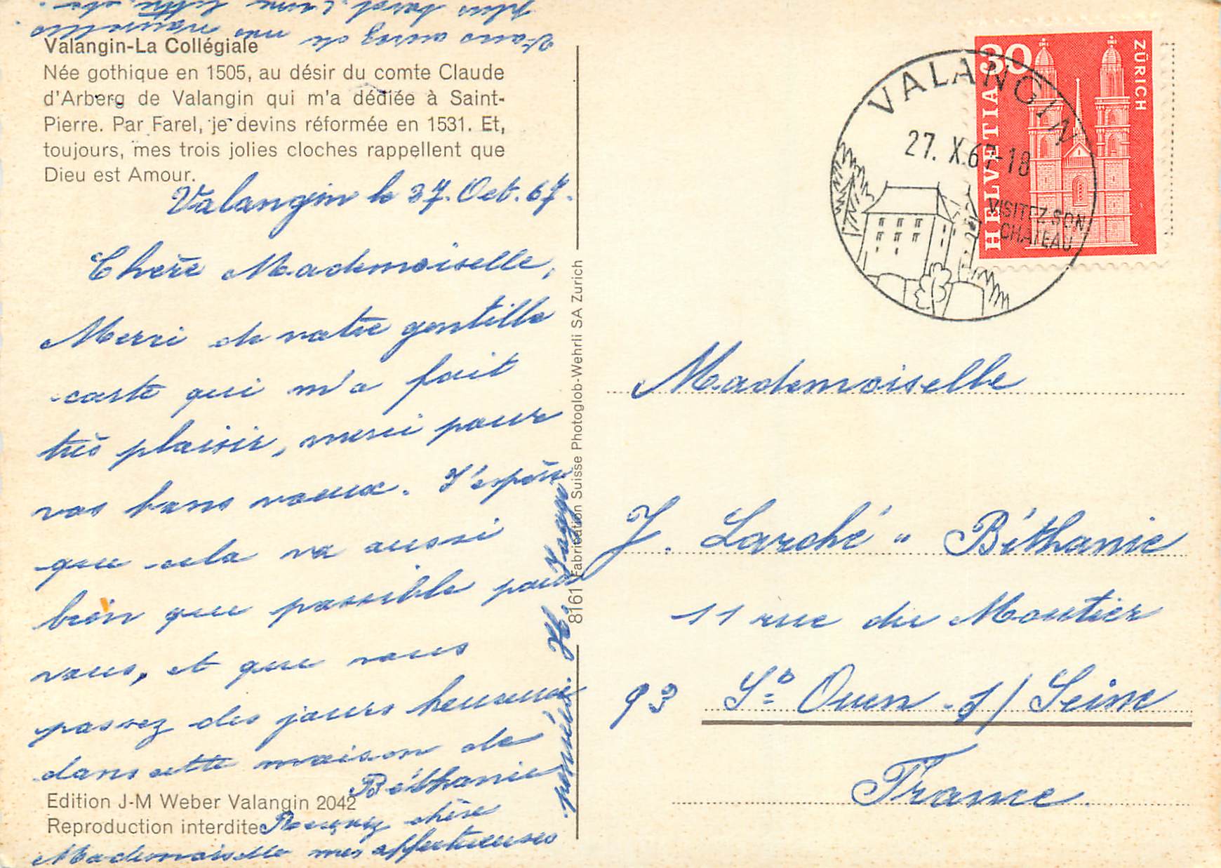 CPM Valangin la collegiale — Verso