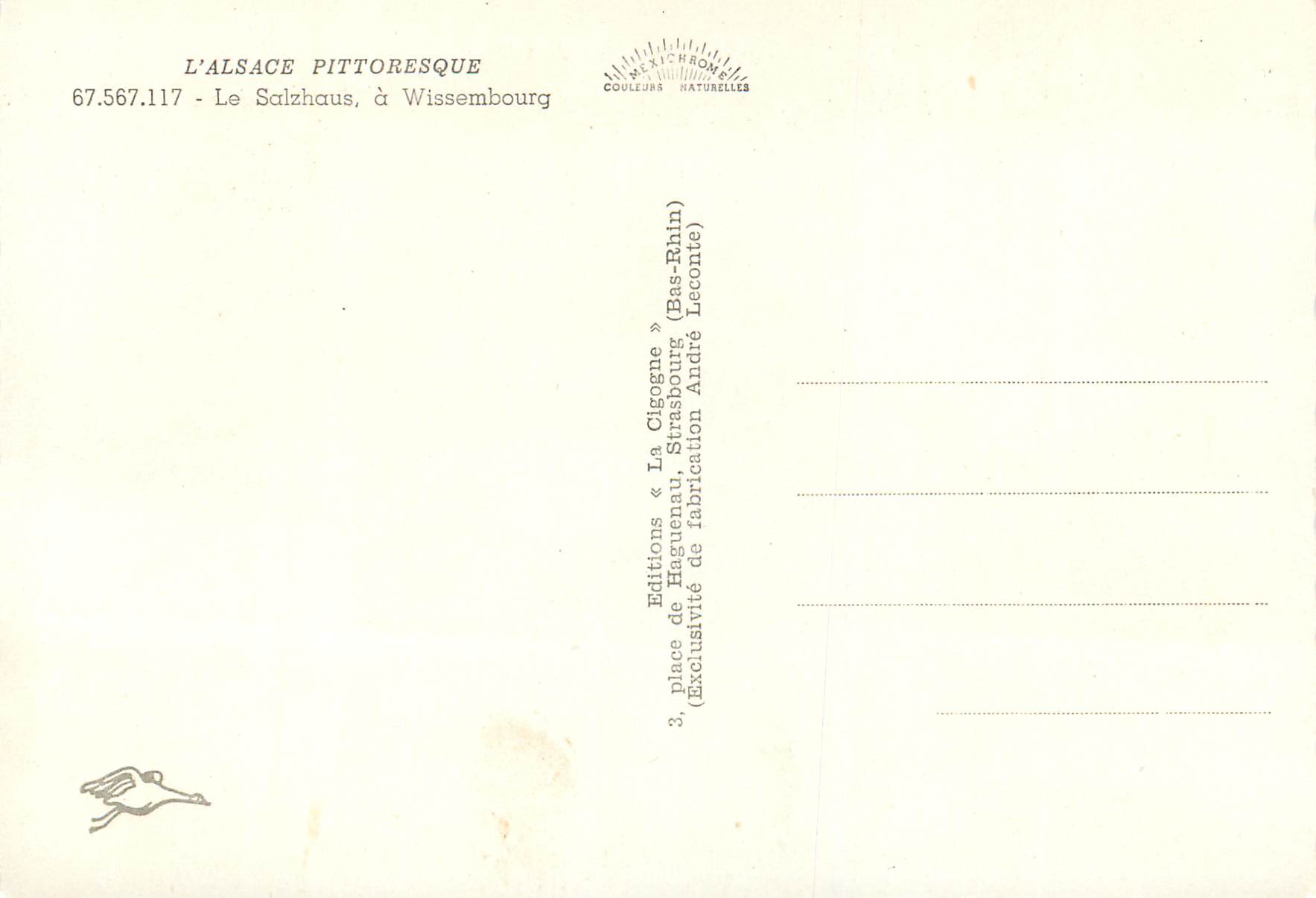 CPM L alsace pittoresque 67 567 117 le salzhaus a wissembourg — Rückseite
