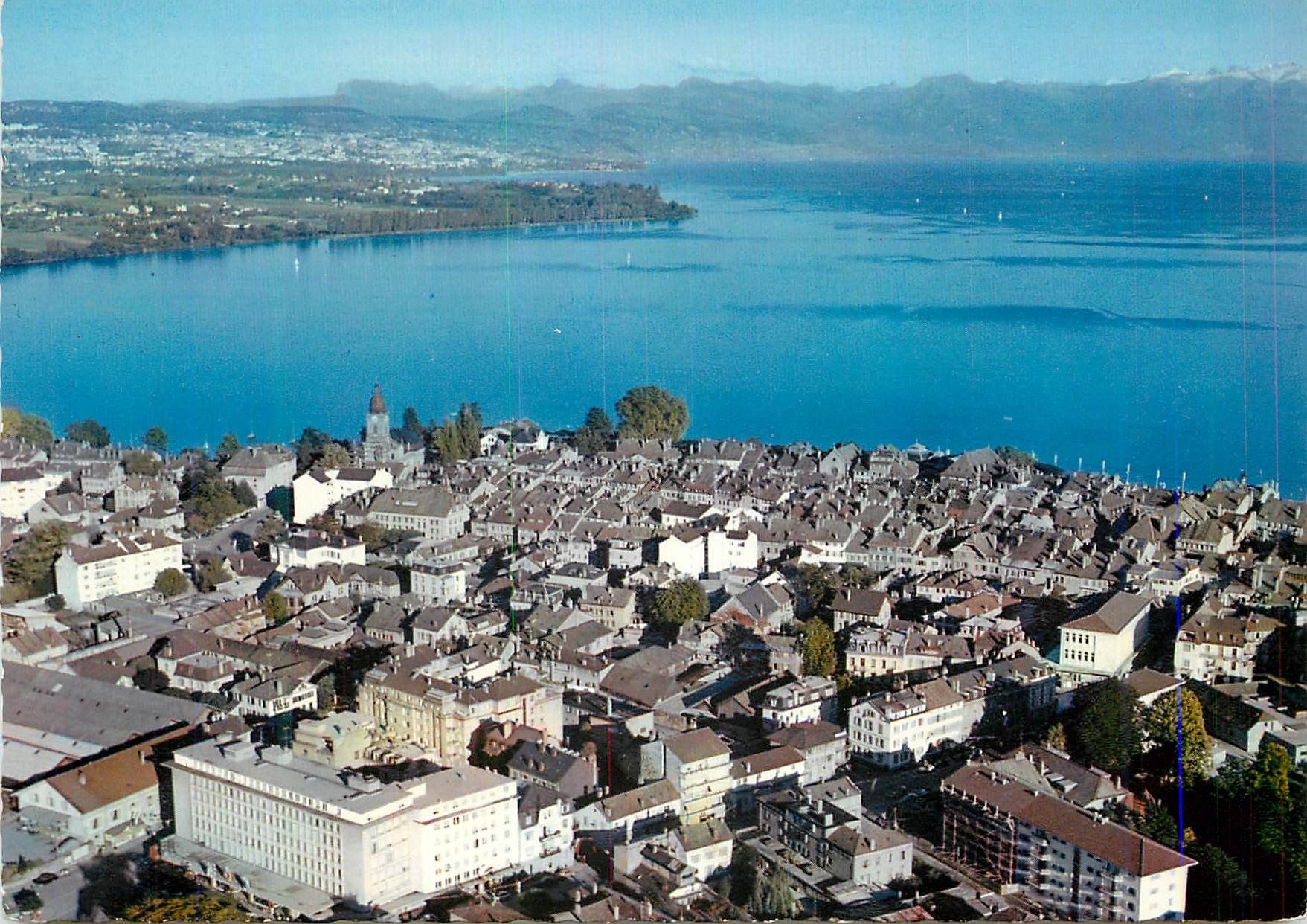 CPM Morges 772 vue aerienne de la ville et du lac leman