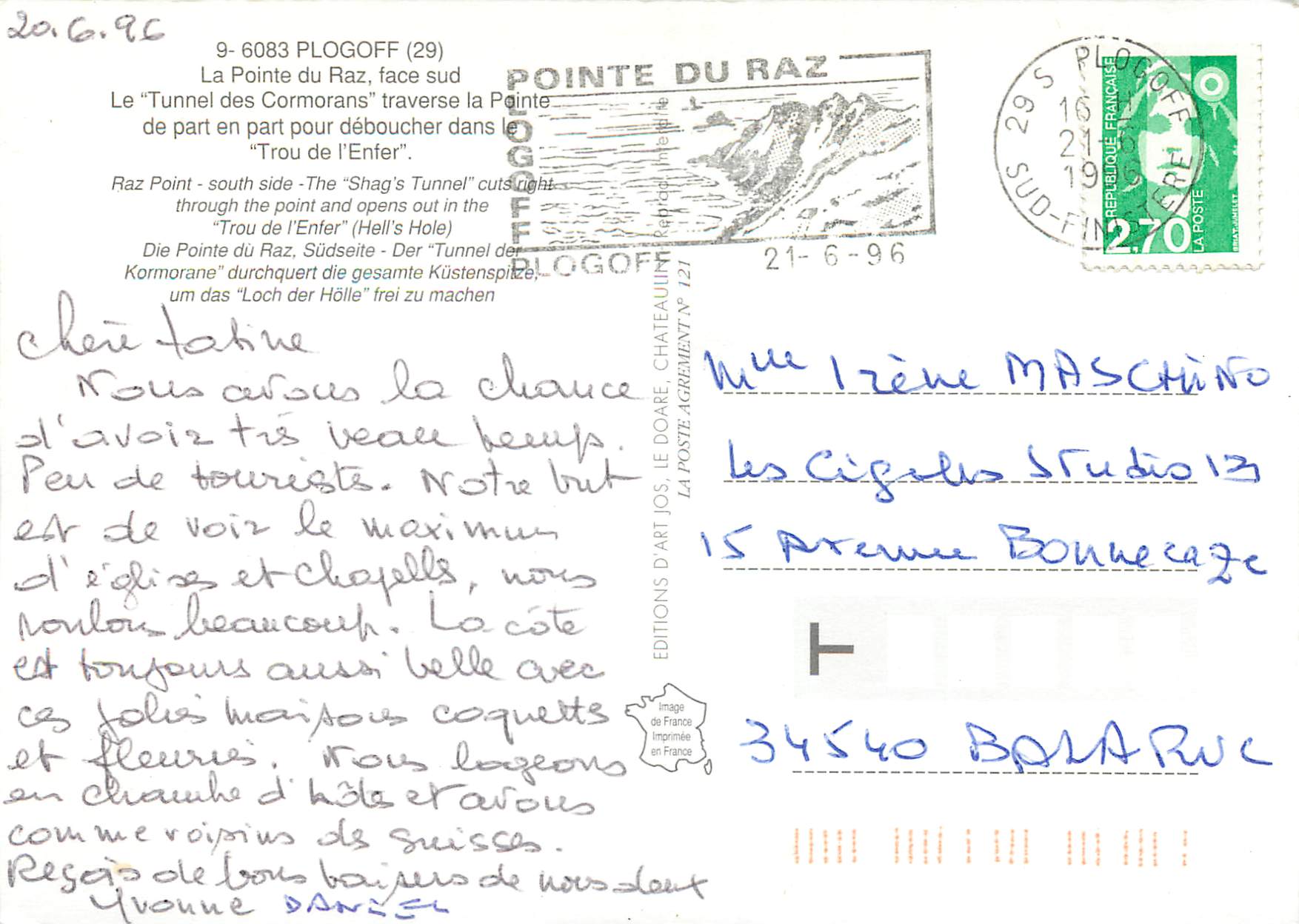 CPM Plogoff (29) 9 6083 la pointe du raz face sud — Rückseite