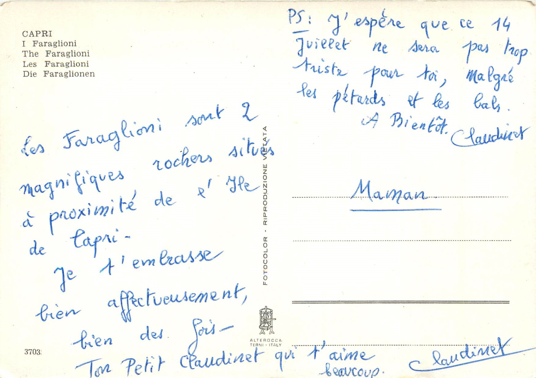 CPM Capri les faraglioni — Rückseite