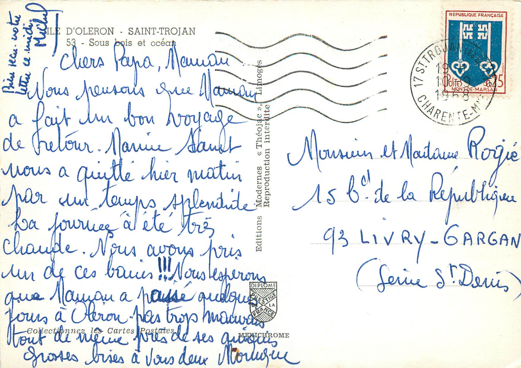 CPM Ile d oleron saint trojan 53 sous bois et ocean — Back