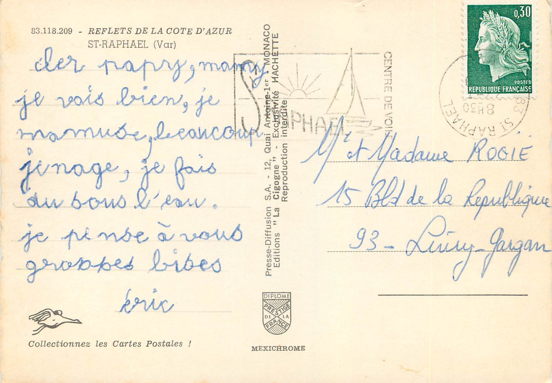 CPM 83 118 209 refflets de la cote d azur st raphael(var) — Verso