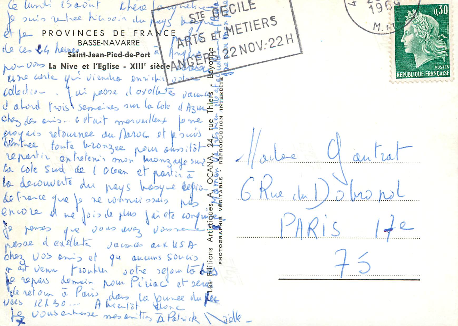 CPM Provinces de france basse navarre saint jean pied de port la nive et l eglise xiii siecle — Verso