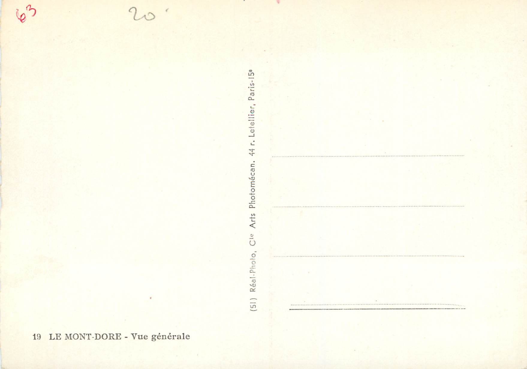 CPM Le mont dore 19 vue generale — Verso